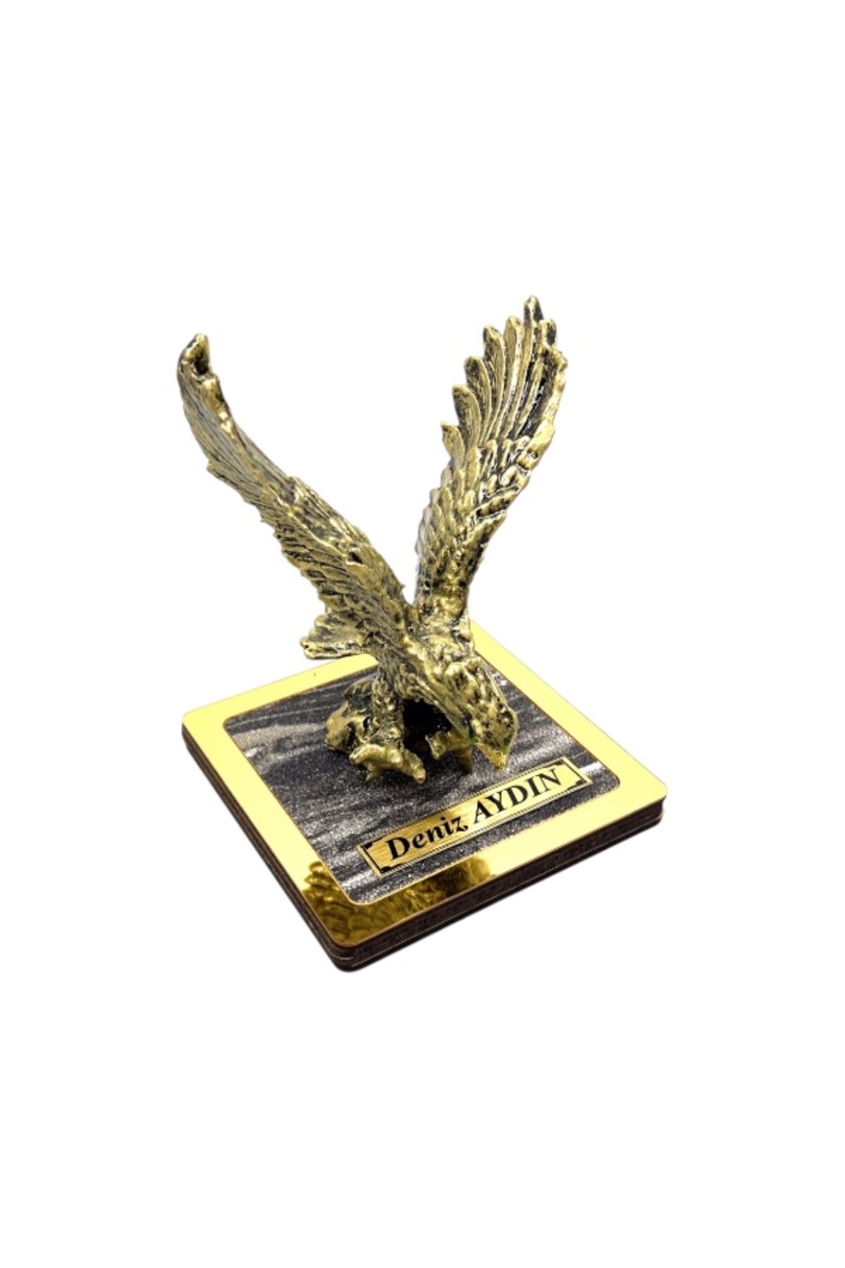 MEGA KANYON Kişiye Özel İsimli Gold Kartal Heykeli | Kartal Biblosu | Sizlere Özel İsimli Kaideli Kartal