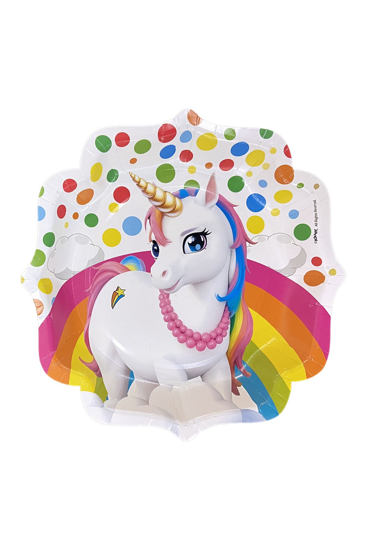 Adana Pasta Malzemeleri TABAK KARTON RAINBOW UNICORN 23 CM 8 Lİ