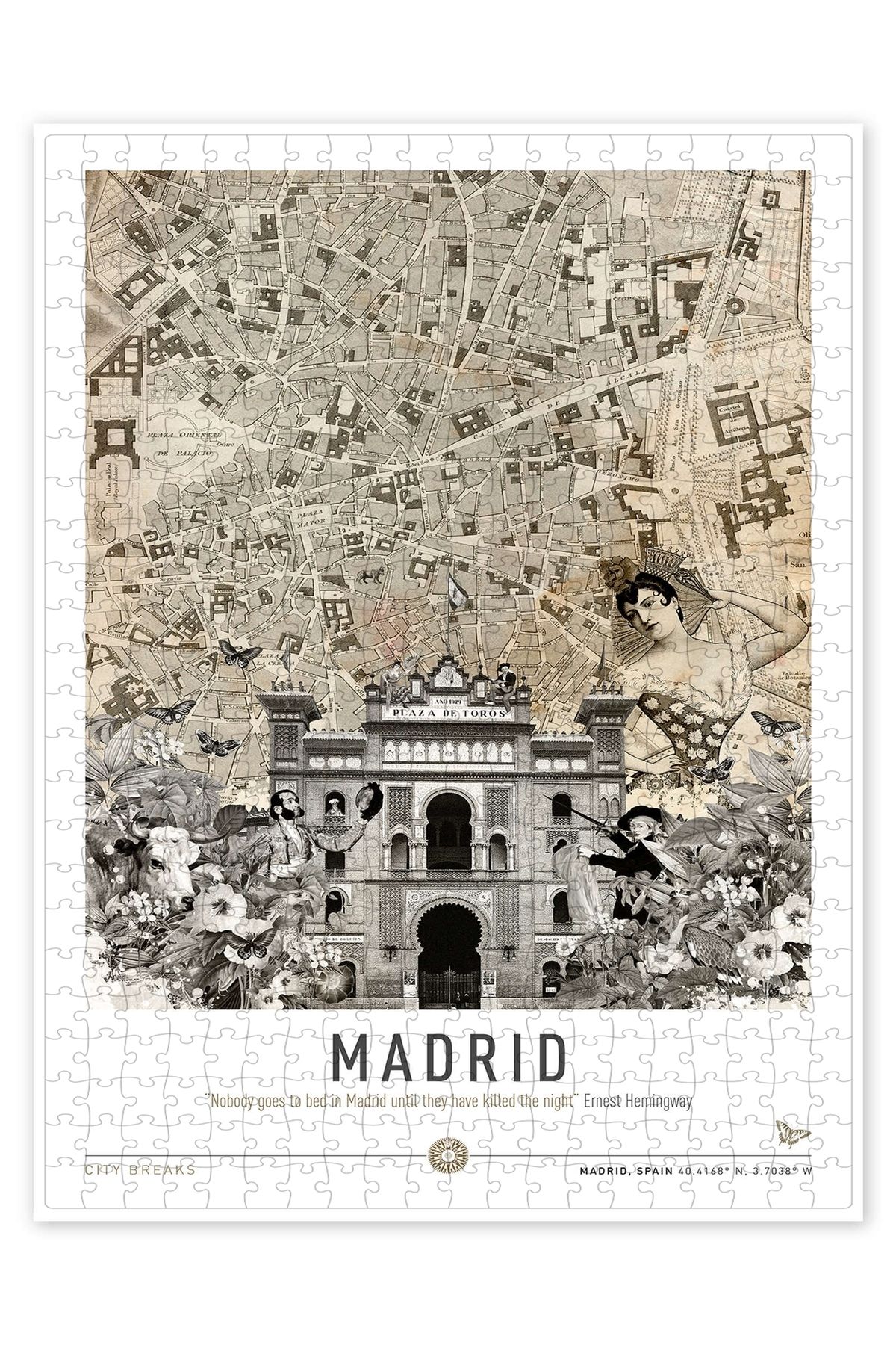 Jeronkarji Madrid Şehir Tatili 500 Parça Puzzle Yapboz Şehir Manzara Temalı Hobilik