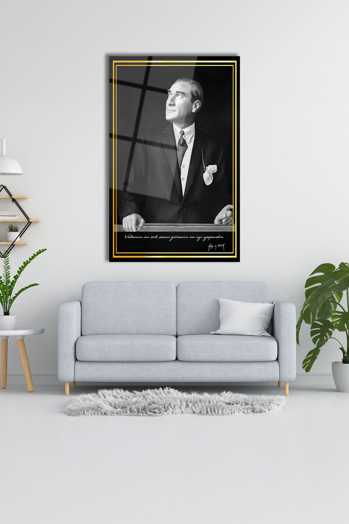 Mhawk Mustafa Kemal Atatürk Cam Tablo Ev ve Ofis Hediyelik Duvar Dekoru