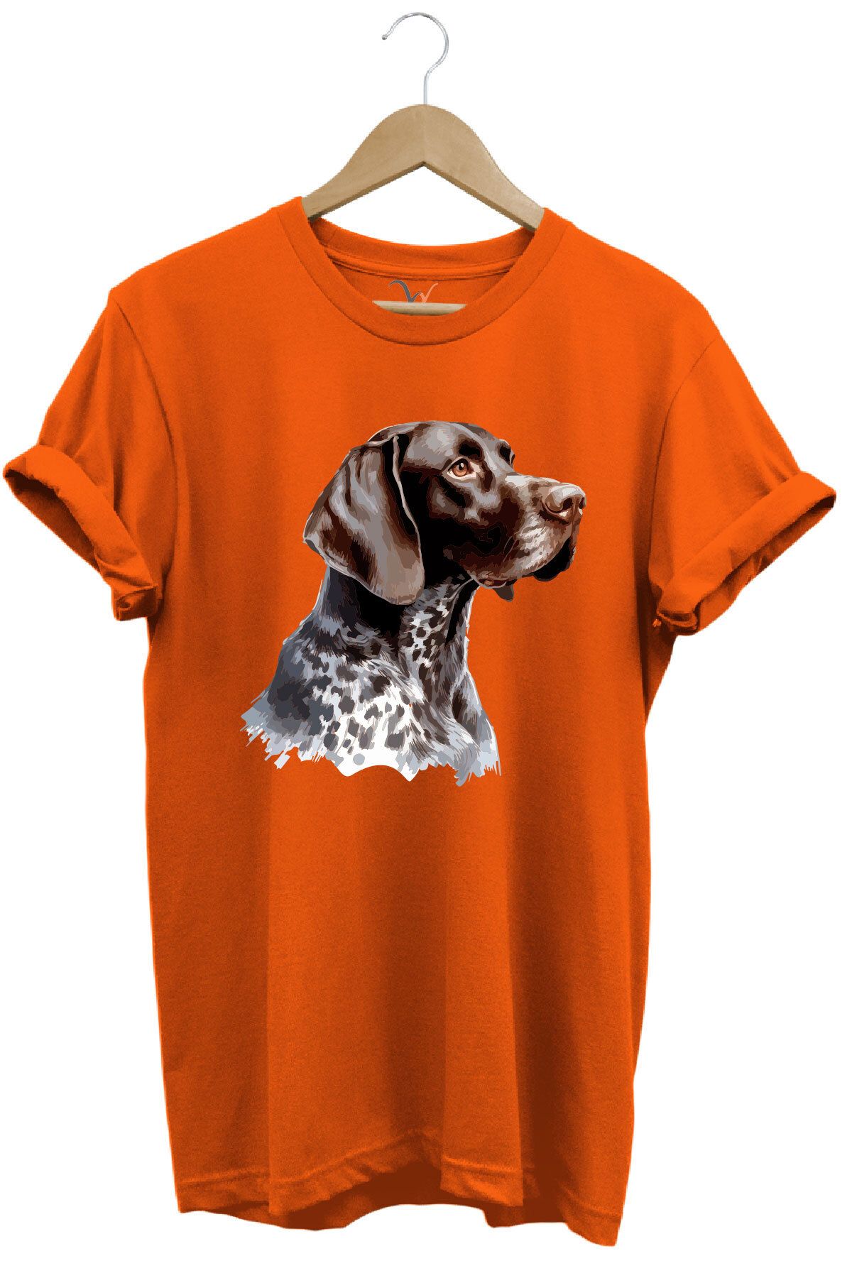 WİDİ Avcılık Kurzhaar Av Köpeği Tasarım Baskılı %100 Pamuk Regular Fit Bisiklet Yaka Premium T-Shirt
