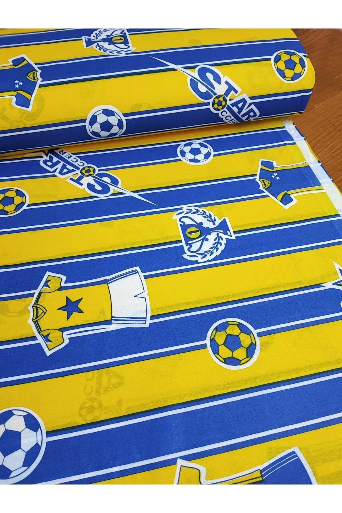 Bebek Özel Pamuklu Bebek Çocuk Lastikli Çarşaf ve Yastık Kılıfı 60x120 Sarı Lacivert