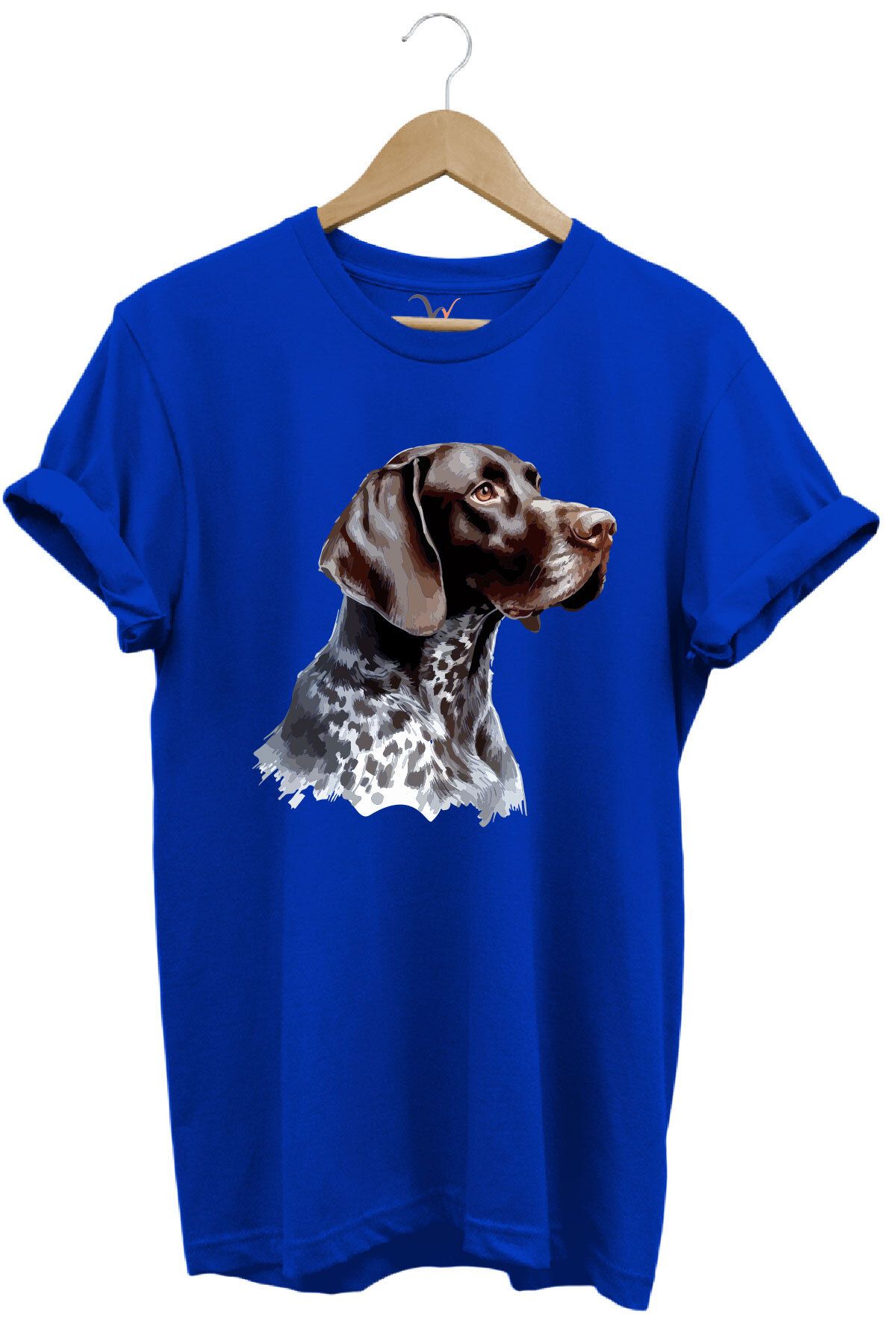 WİDİ Avcılık Kurzhaar Av Köpeği Tasarım Baskılı %100 Pamuk Regular Fit Bisiklet Yaka Premium T-Shirt