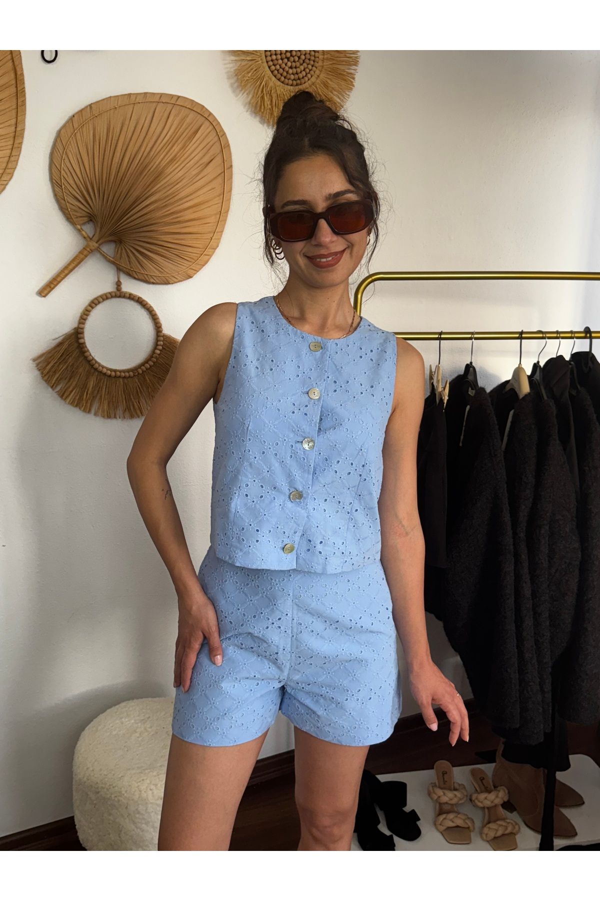 Butik Merve Sarıkaya DLVN Marka Mavi Renk Fisto Takım