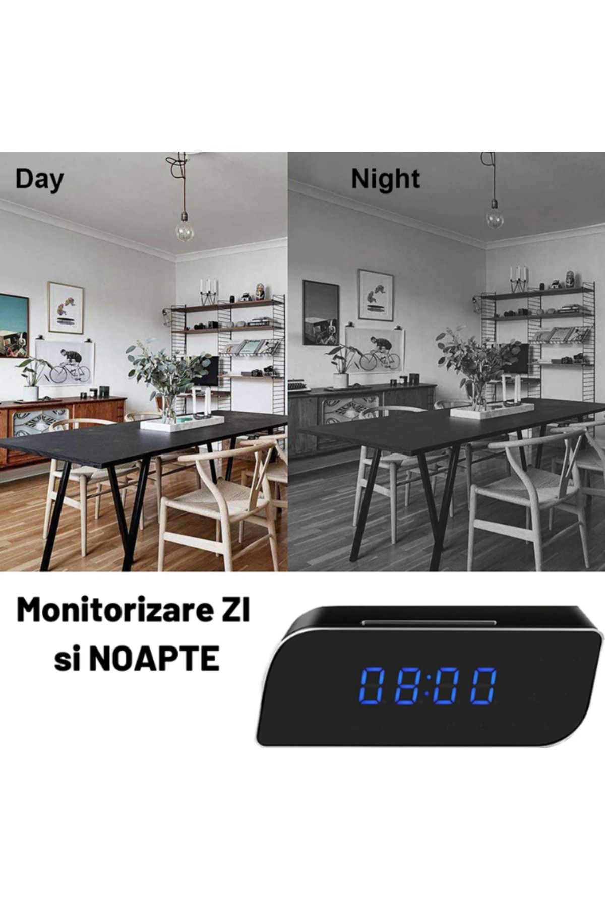REVOSE-Mini Spy Camera ™, Wi-fi, Ip, Hidden in Alarm Clock, Microphone, Infrared, 1080p 8