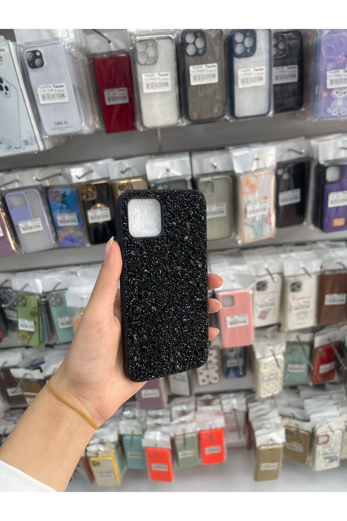 TECNOTREND İPHONE 12 PRO UYUMLU PARLAK TAŞLI TASARIM PIRLANTA KAPAK