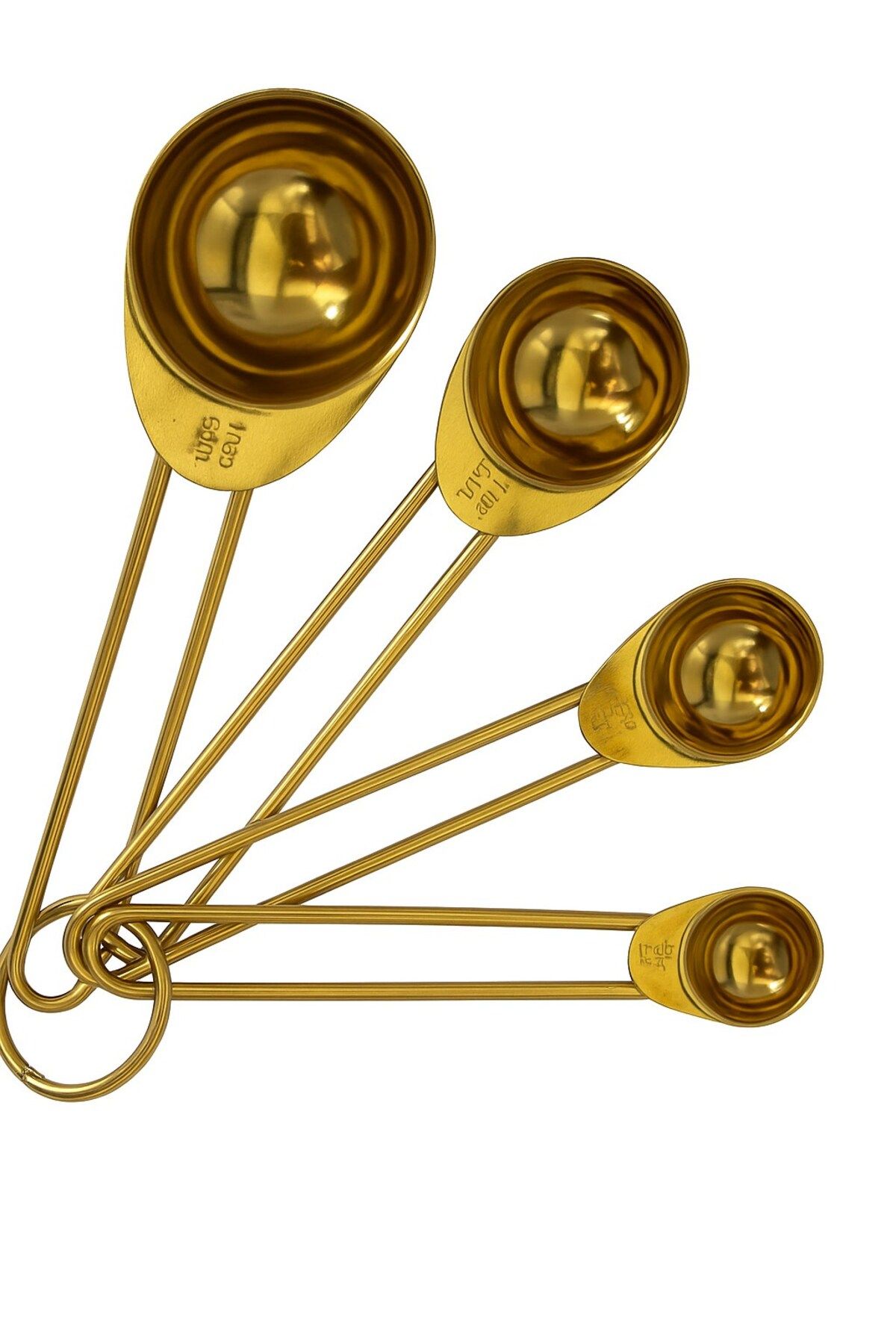 Qerhome-Set of 4 Metal Handle Gold Touch Premium Measuring Spoons Small Size Spice Spoons 3
