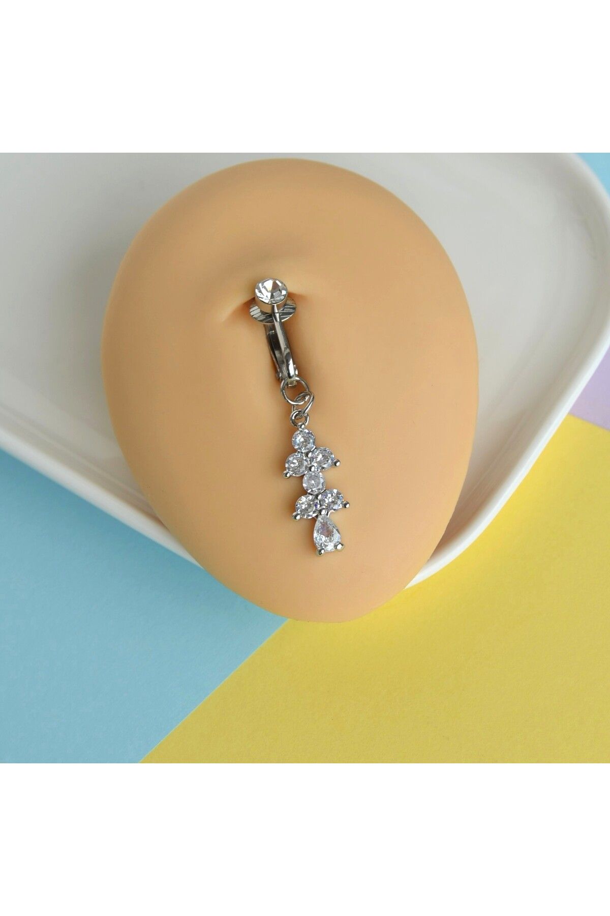 Heppii Deliksiz Göbek Piercing Mıknatıslı Sıkıştırma Taş Sallantılı