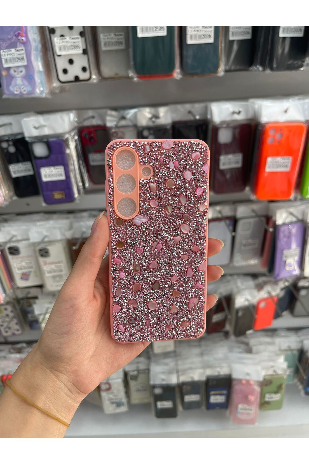 TECNOTREND SAMSUNG S25 UYUMLU PARLAK TAŞLI TASARIM PIRLANTA KAPAK