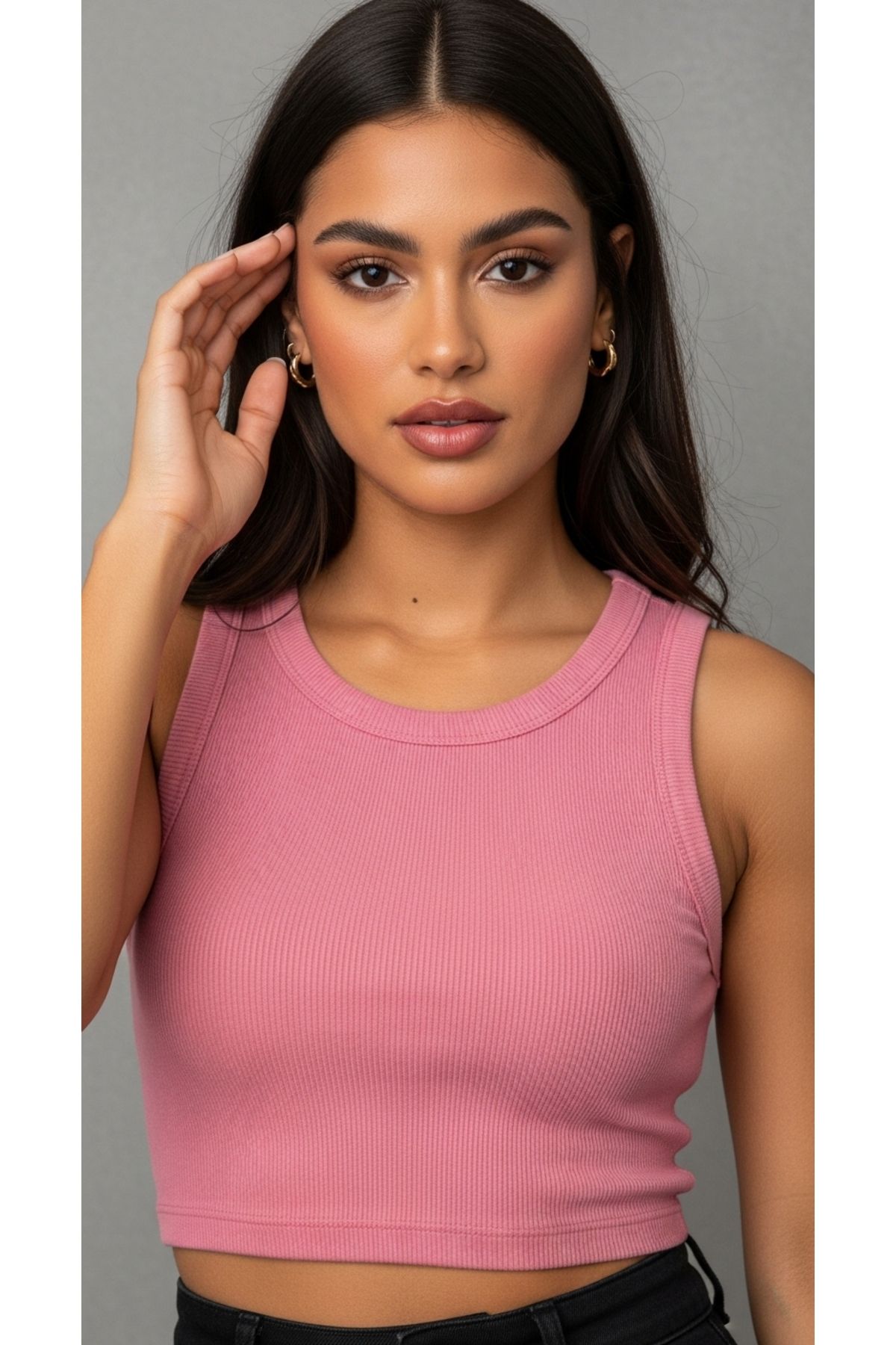 Butikdolabın Kadın Basic Bisiklet Yaka Crop Top