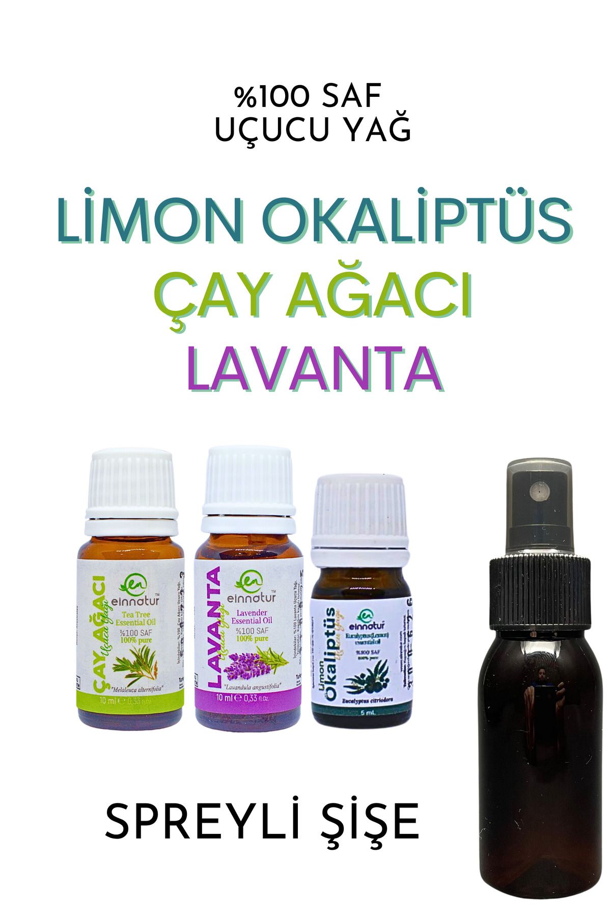 EinNatur Okaliptüs limon, Çay ağacı ve Lavanta uçucu yağı, Koruyucu uçucu yağ seti, E citriodora