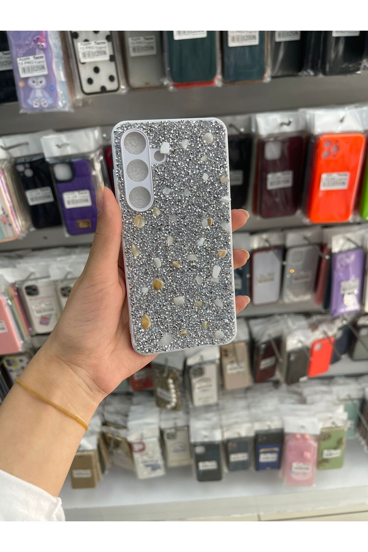 TECNOTREND SAMSUNG S25 UYUMLU PARLAK TAŞLI TASARIM PIRLANTA KAPAK