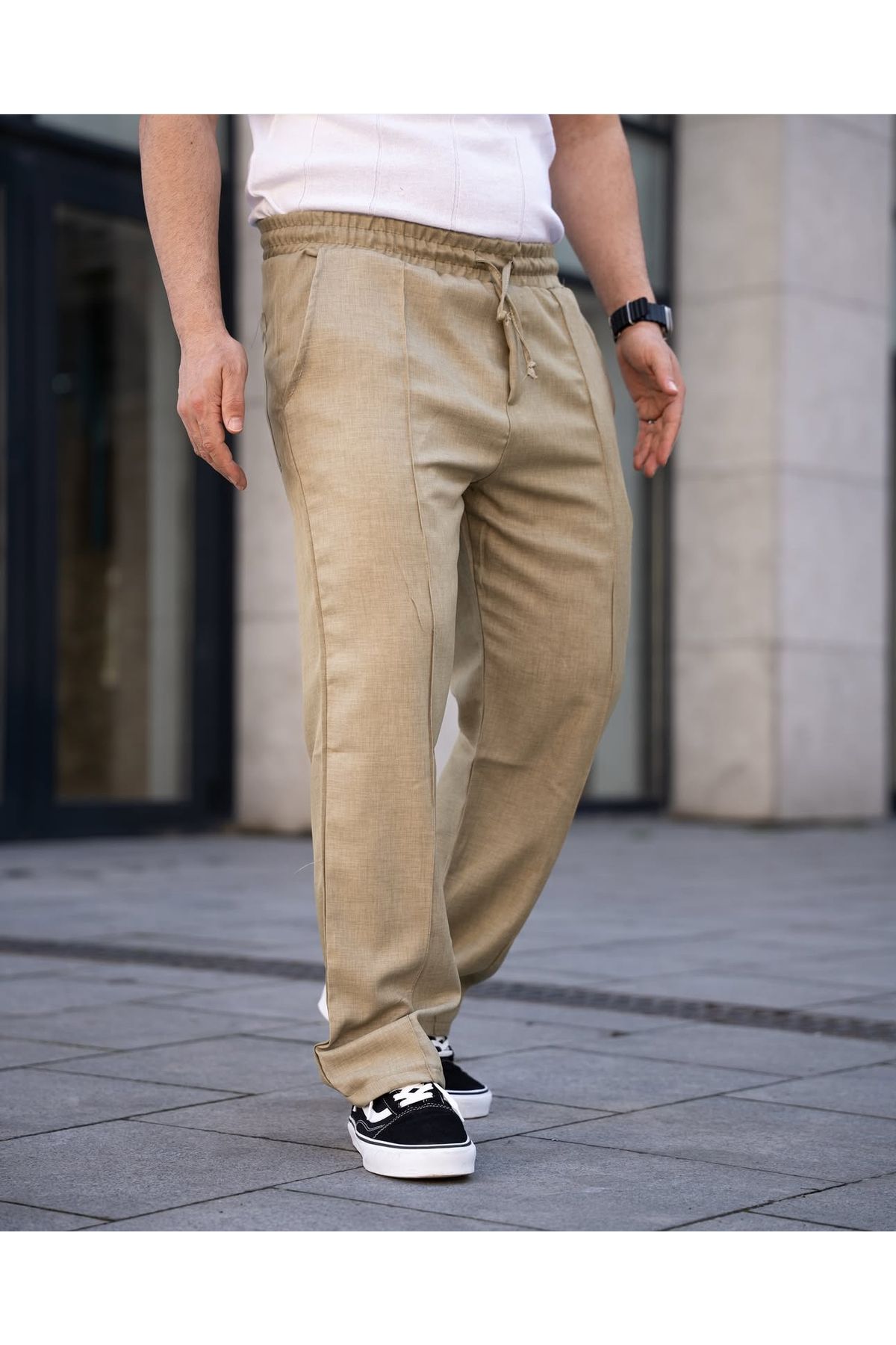 Twear Çımalı Ham Keten Baggy Pantolon