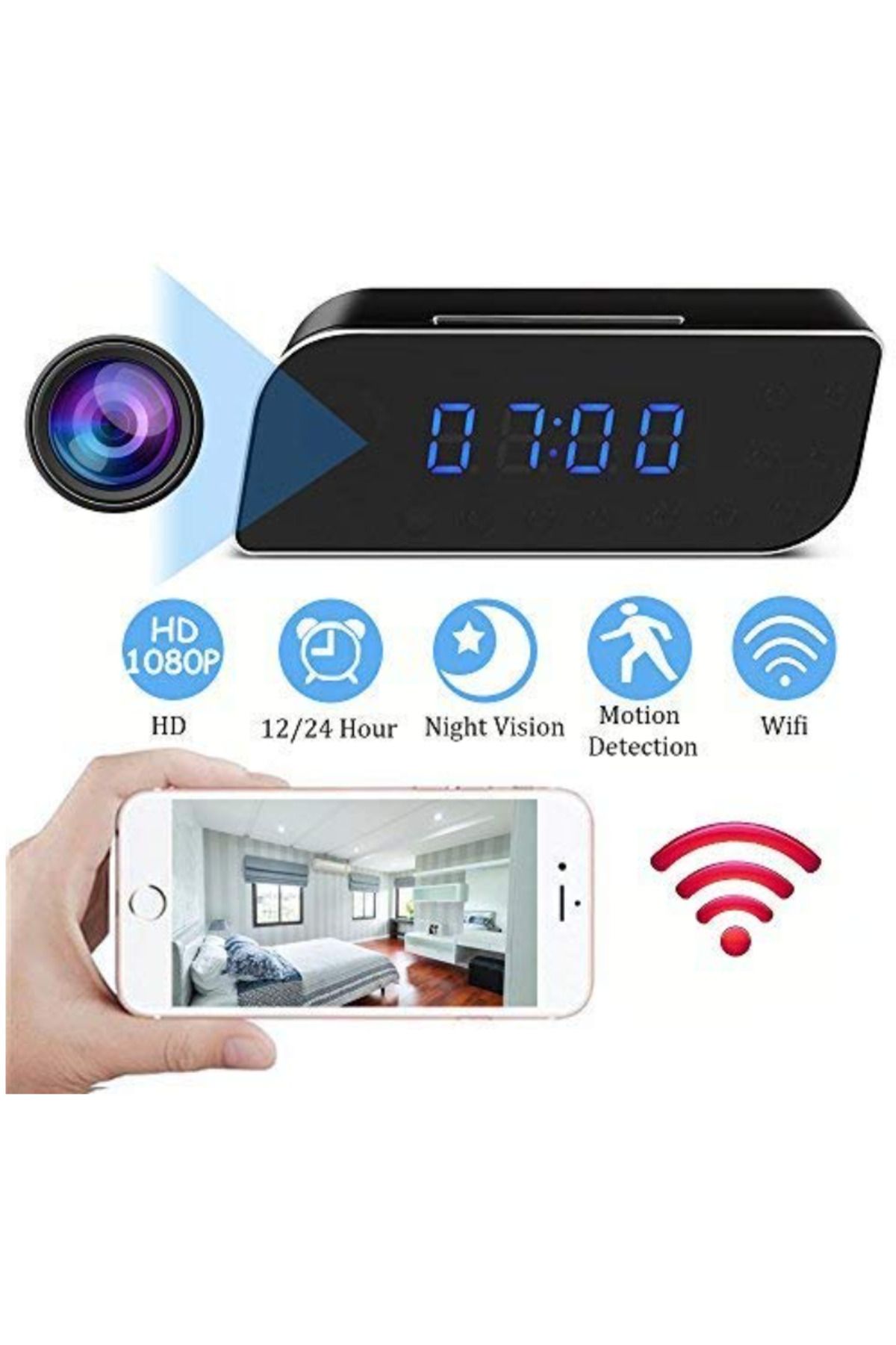 REVOSE-Mini Spy Camera ™, Wi-fi, Ip, Hidden in Alarm Clock, Microphone, Infrared, 1080p 9