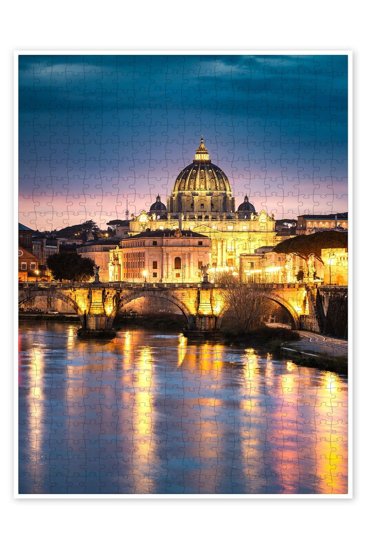 Jeronkarji Gece Aziz Petrus Bazilikası, Roma 500 Parça Puzzle Yapboz Şehir Manzara Temalı Hobilik