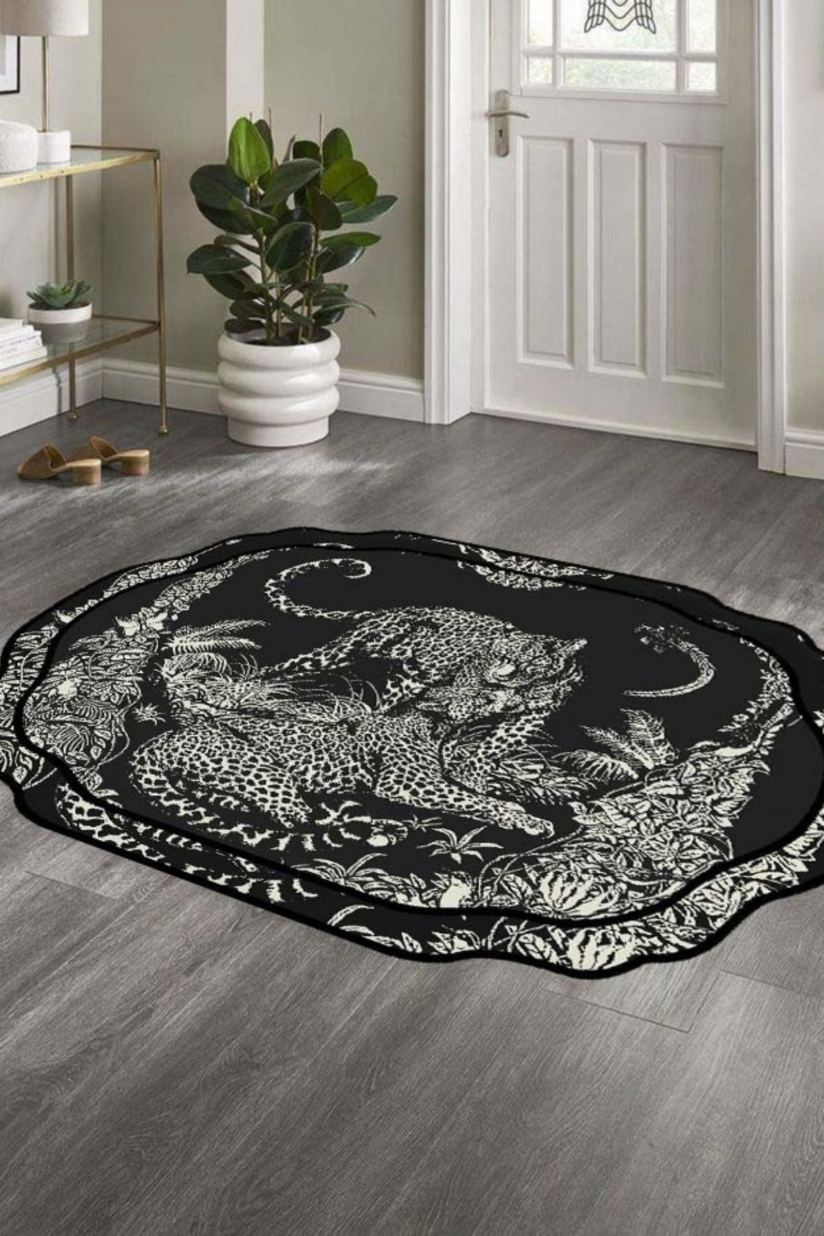 DERAS HOME Dijital Baskı Yıkanabilir Kaymaz Taban Paspas Salon Halısı