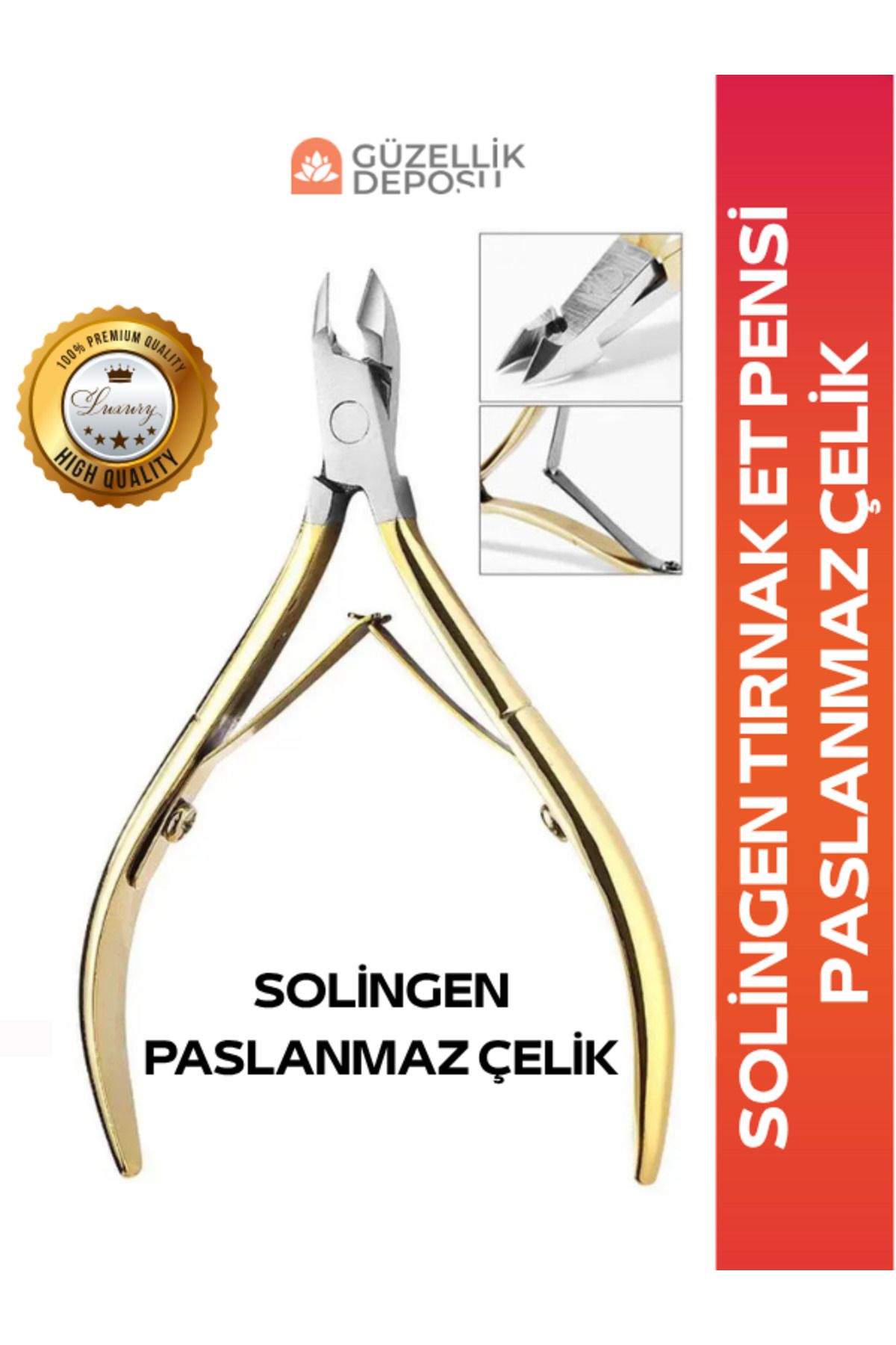 Güzellik Deposu Solingen Paslanmaz Çelik Tırnak Et Pensi Gold, Manikür Pensi No:86