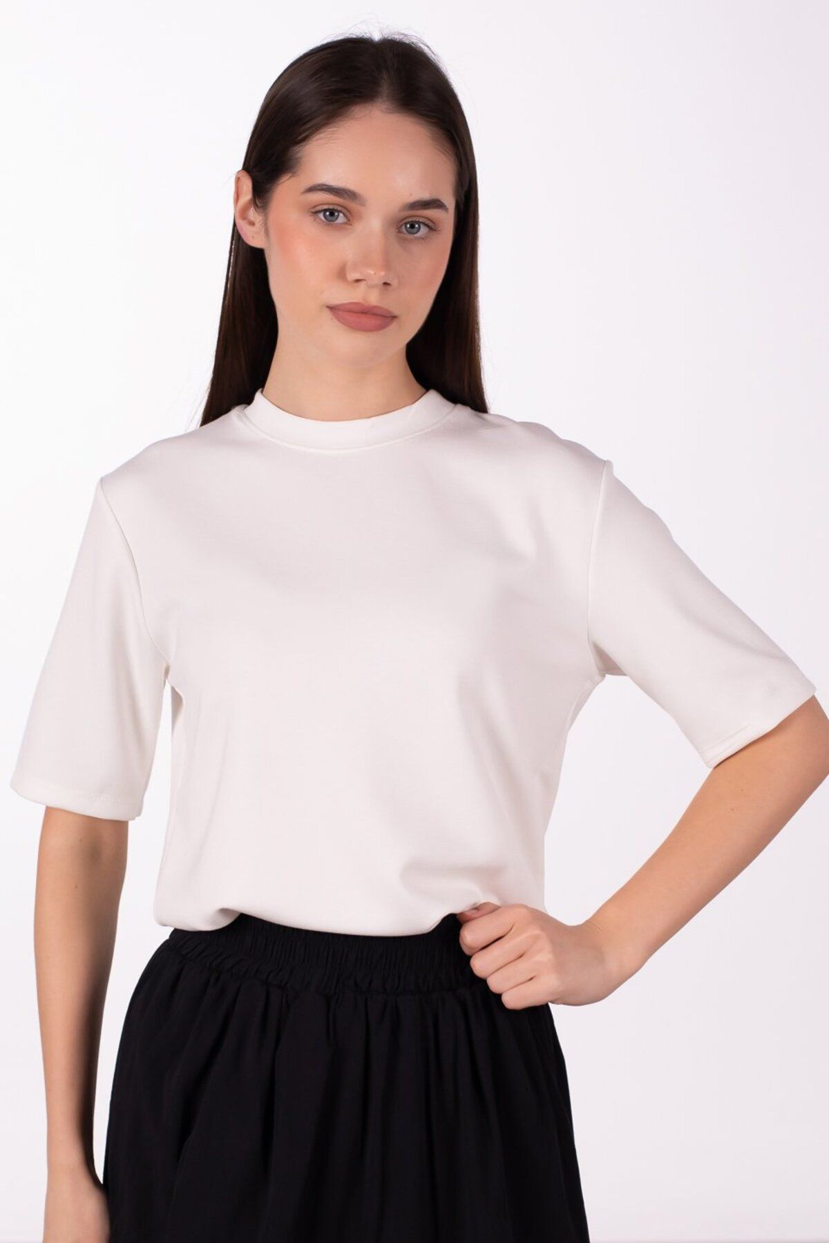 BARRELS AND OIL Basic Modal T-Shirt - Beyaz