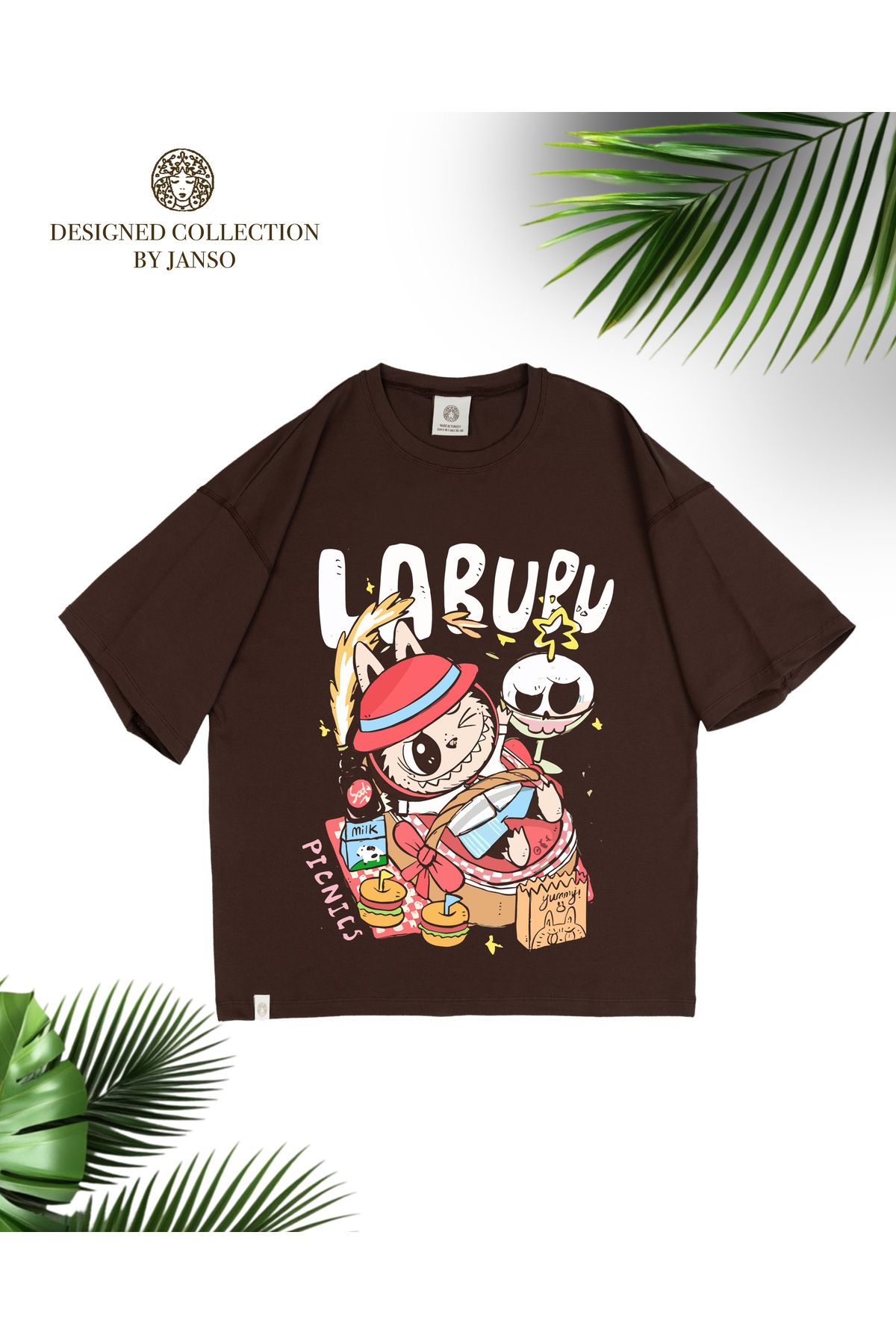 JANSO GROUP - KADIN KISA KOLLU TSHIRT BASKILI PAMUKLU OVERSİZE