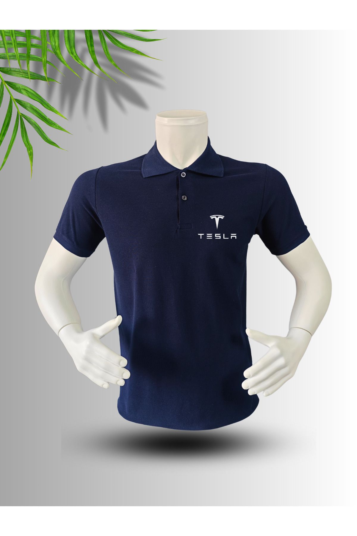 dafri TESLA LOGO BASKILI POLO YAKA PAMUK TİŞÖRT
