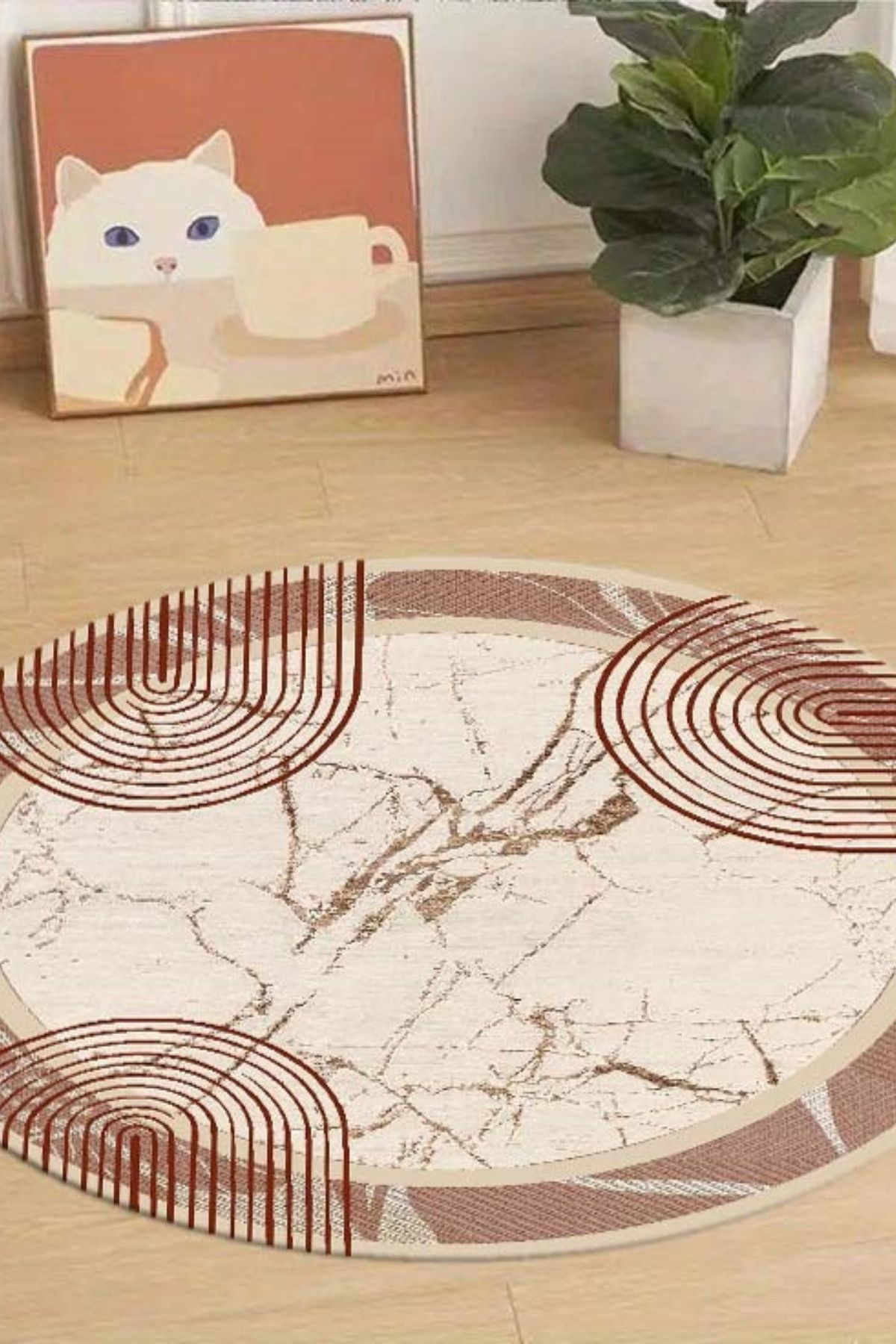 DERAS HOME Dijital Baskı Yıkanabilir Kaymaz Taban Yatak Odası Halısı Salon Halısı