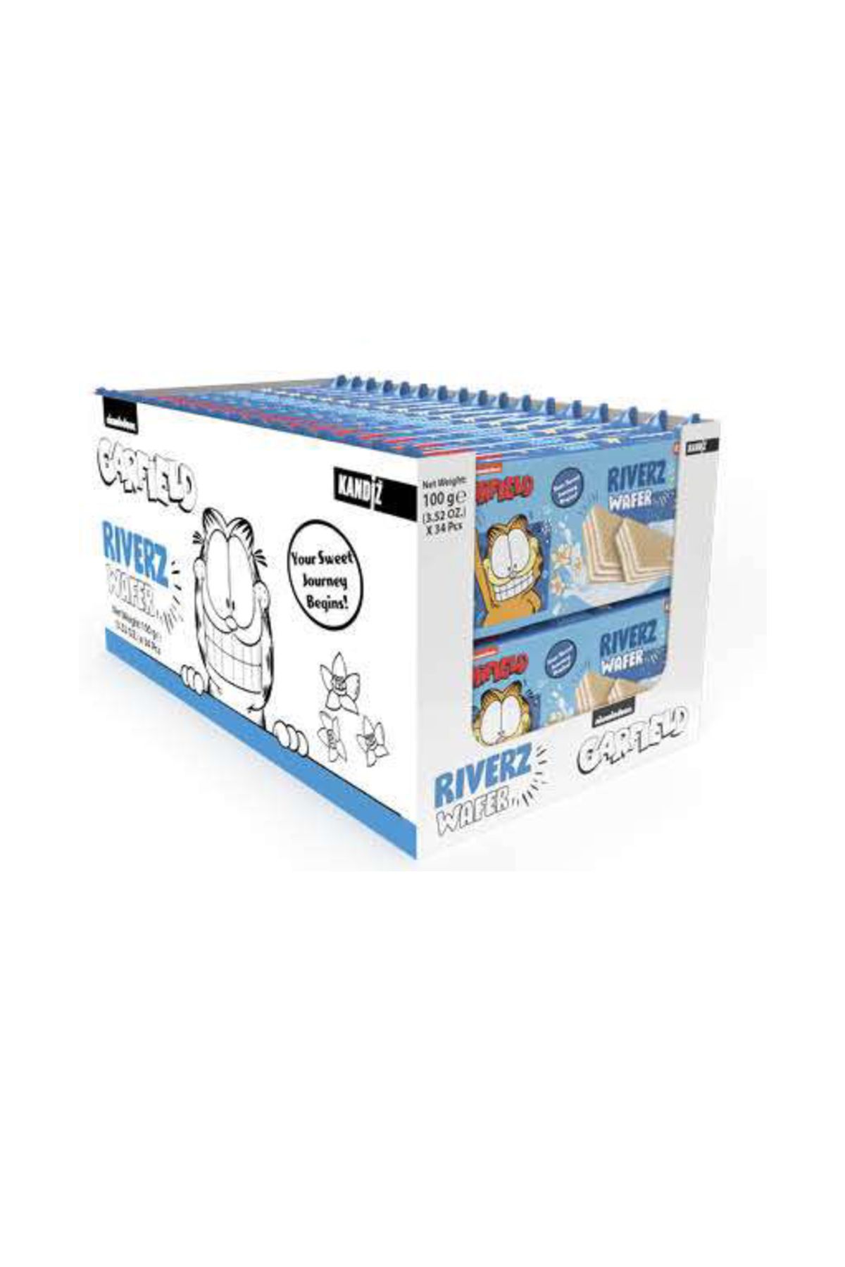 KANDİZ Garfield Riverz Vanilyalı Gofret 100 Gr. x 34 Adet