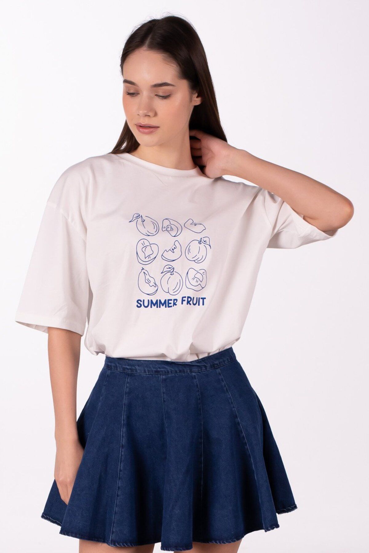 BARRELS AND OIL Summer Fruit Yazılı T-Shirt - Beyaz