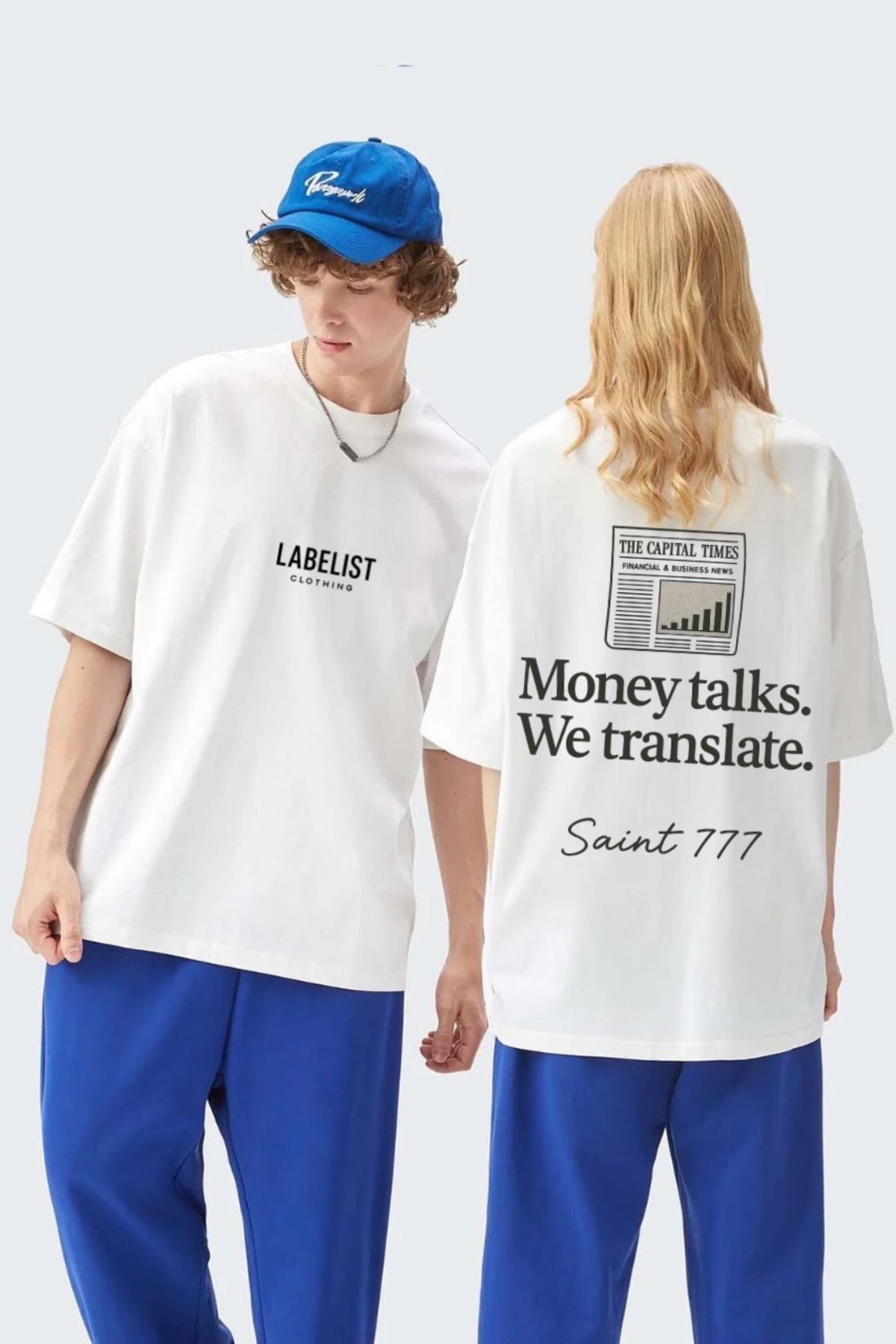LABELIST CLOTHING UNISEX OVERSİZE MONEY TALKS SIRT BASKILI T-SHIRT