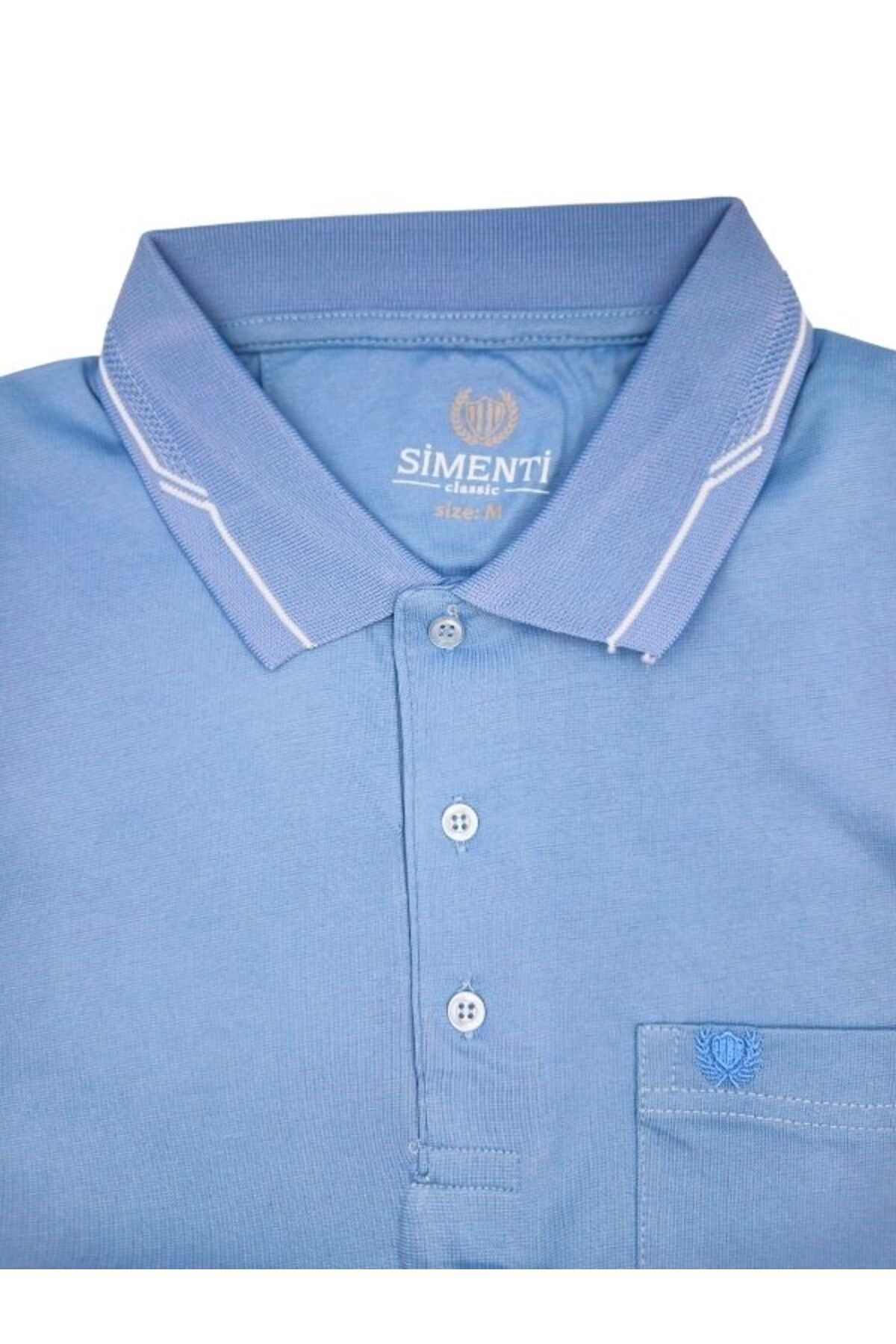 BLUES MODA SİMENTİ POLO YAKA DEKORLU CEPLİ RAHAT KALIP KISA KOL TSHİRT