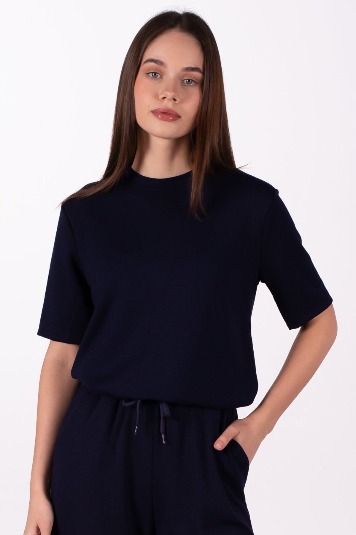 BARRELS AND OIL Basic Modal T-Shirt - Lacivert