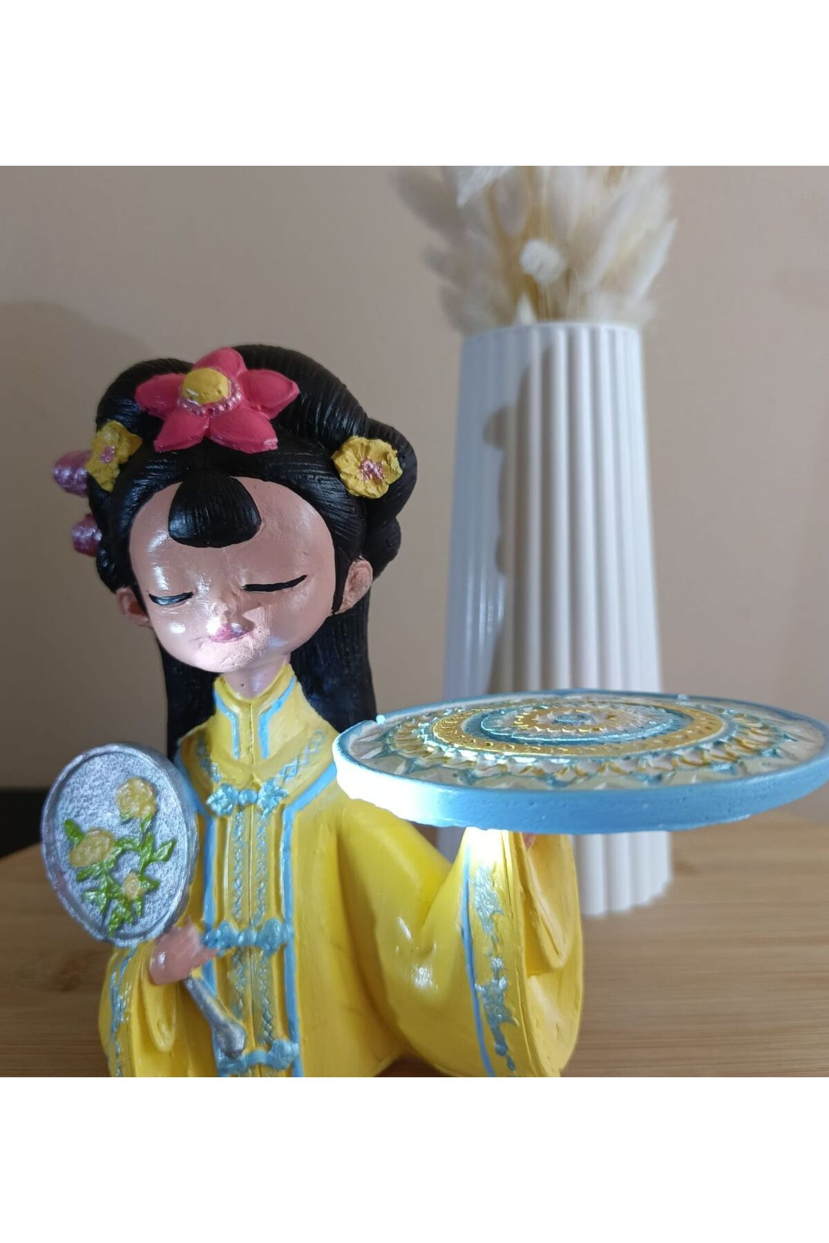 KABUK ATÖLYE 🌺MANDALA SUNUM TEPSİLİ ASYALI KIZ, DEKORATİF SÜS, TAKI STANDI, JAPON PRENSES🌺