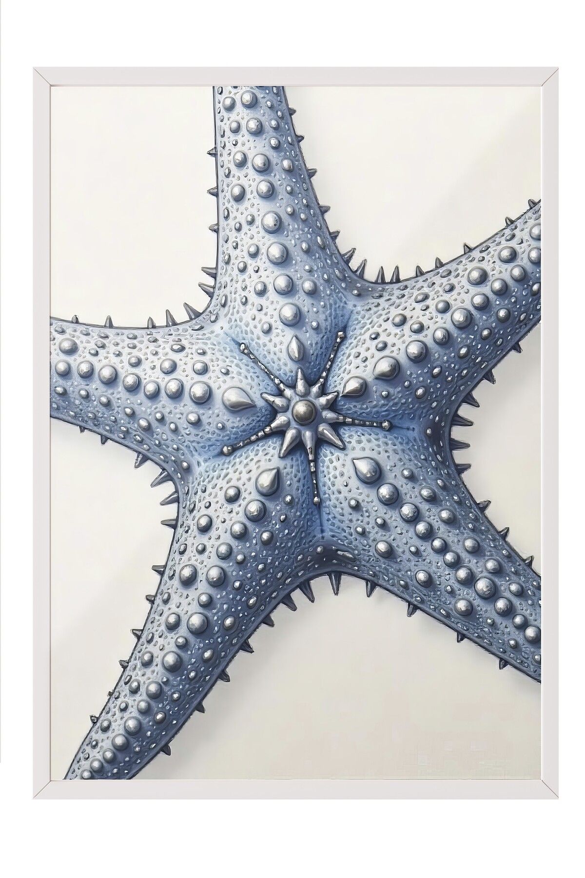 Postifull Beyaz Çerçeveli Poster, Deniz Yıldızı, İllüstrasyon, Mavi Renk Poster, 2025 Yaz Seçkisi, NO:109667