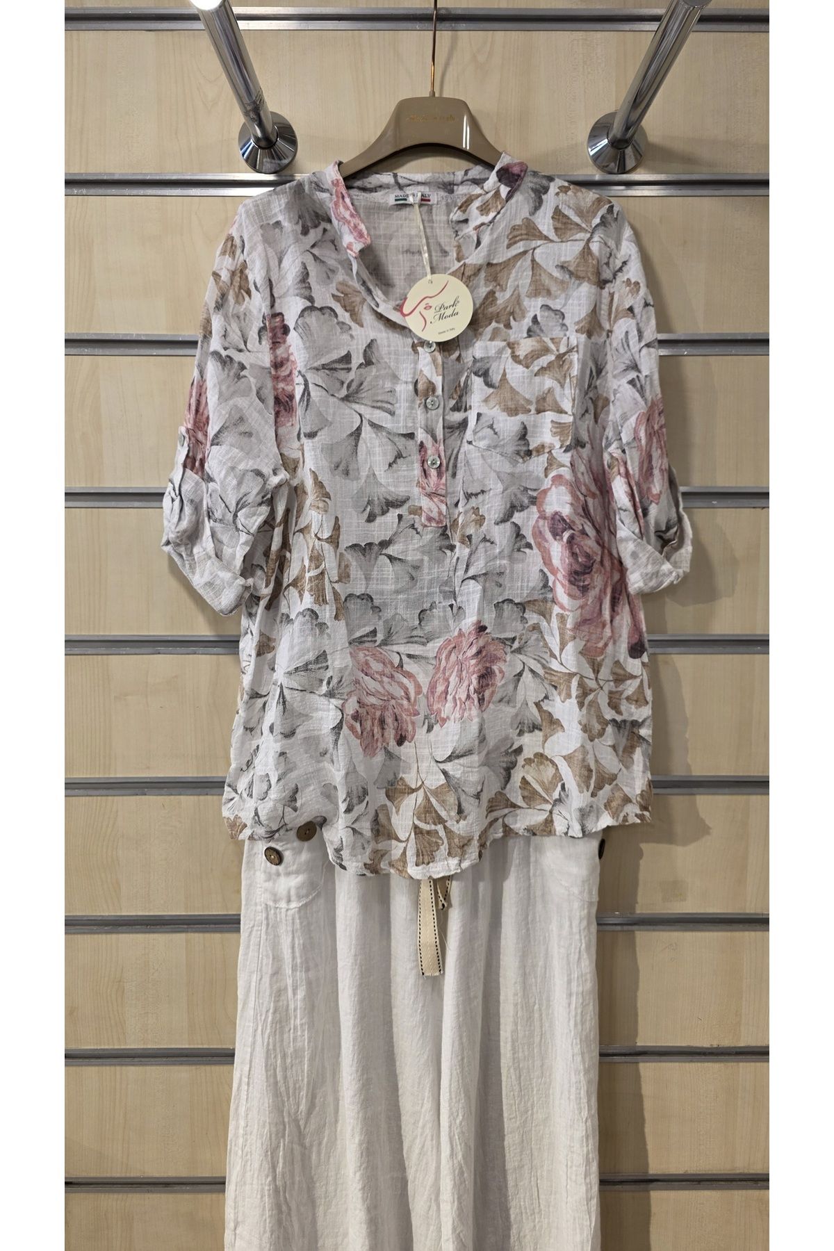 Park Moda İtalyan 3 Düğmeli Gömlek Tomurcuk Desen