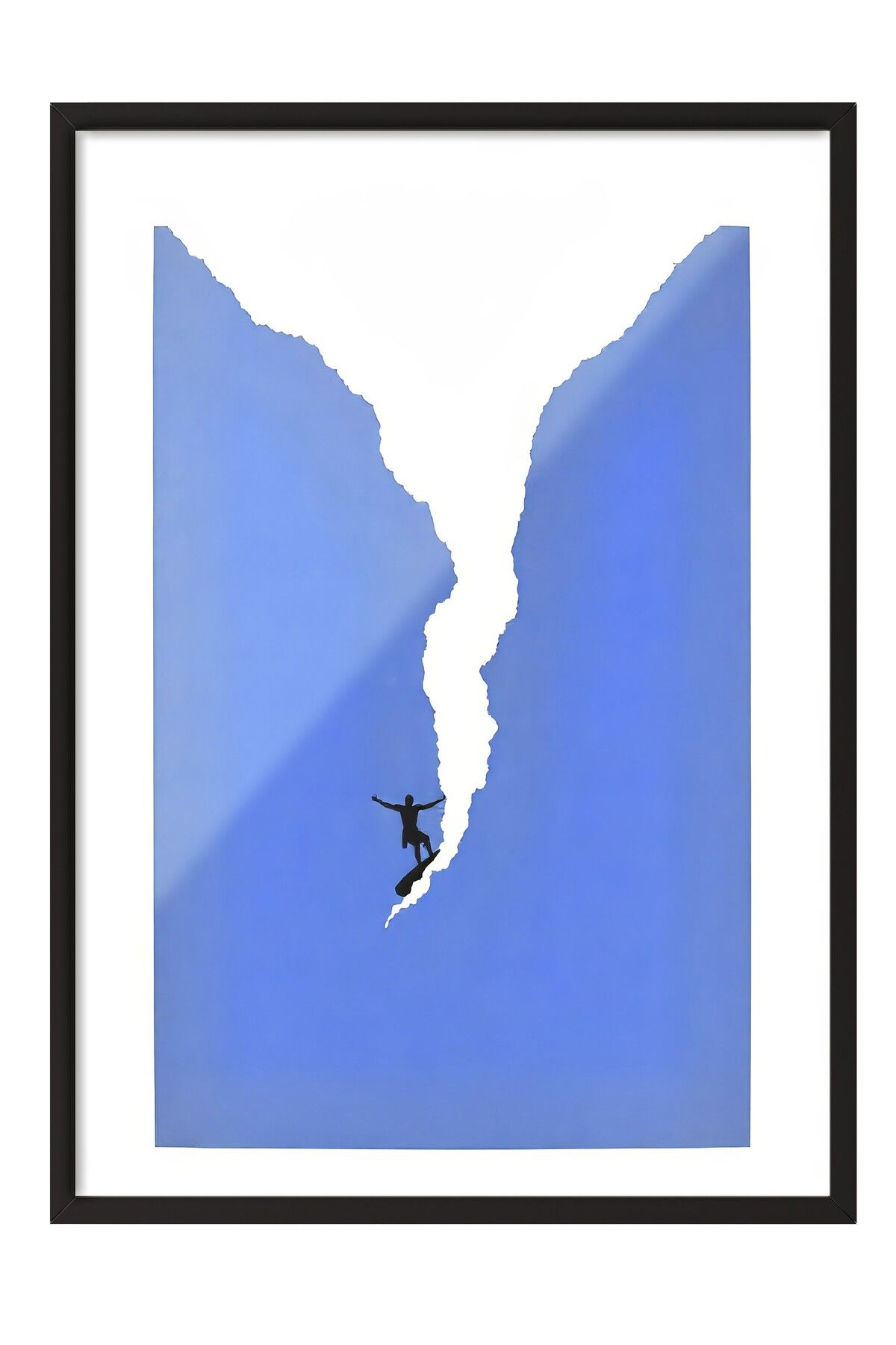 Postifull Siyah Çerçeveli Poster Tablo, Cesur Sörfçü, İllüstrasyon, Mavi Renk Poster, 2025 Yaz Seçkisi, NO:109