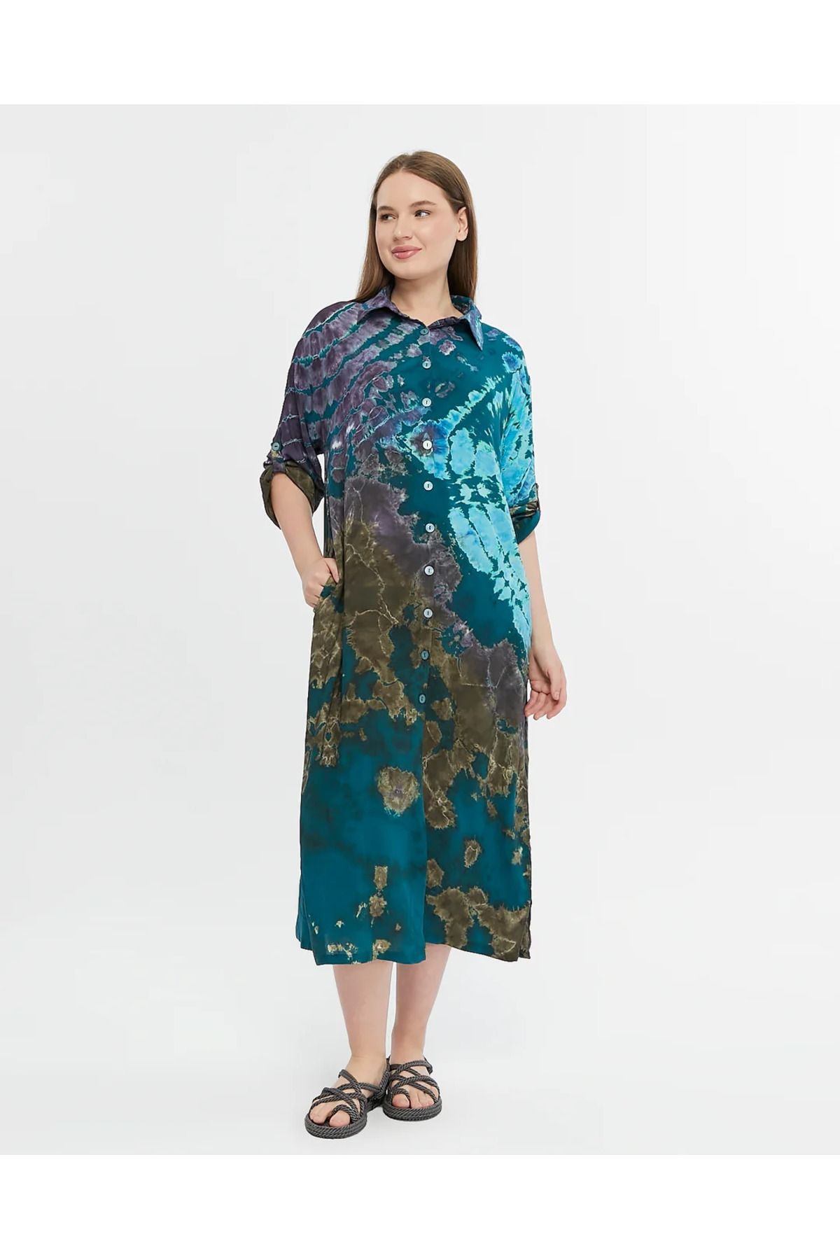 Butik Ayseba BUTİK AYSEBA İPEK VİSKON BATİK GÖMLEK ELBİSE