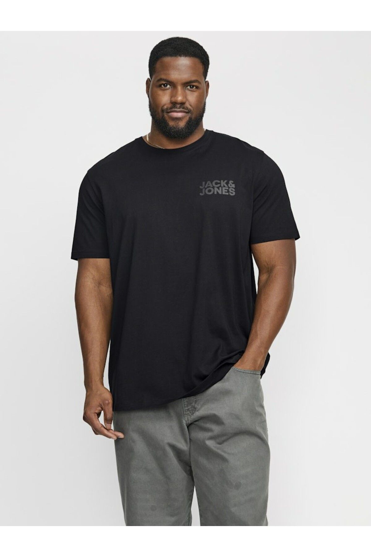 Jack & Jones Plus Erkek Siyah2 Jjecorp Logo Tee Ss O-neck Noos Pls Büyük Beden Tişört 12158505-Blacksmal