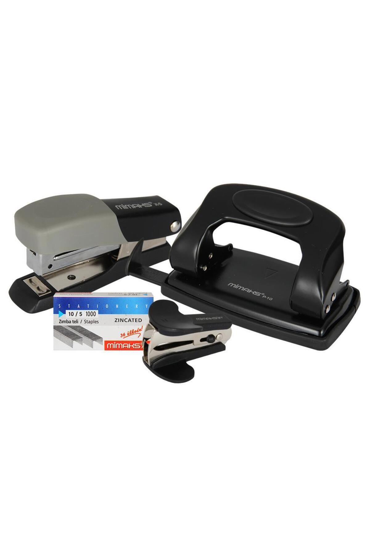 Mimaks-No:2 Stapler and Hole Punch Set - Gray / Black 1