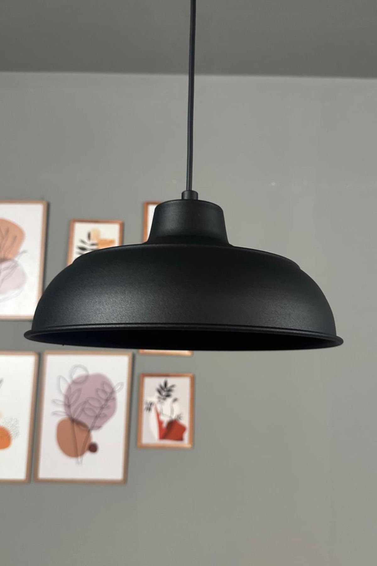 Bamyum Veluna Siyah Tekli Avize Retro Sarkıt Ofis Showroom Salon Mutfak Avizeleri