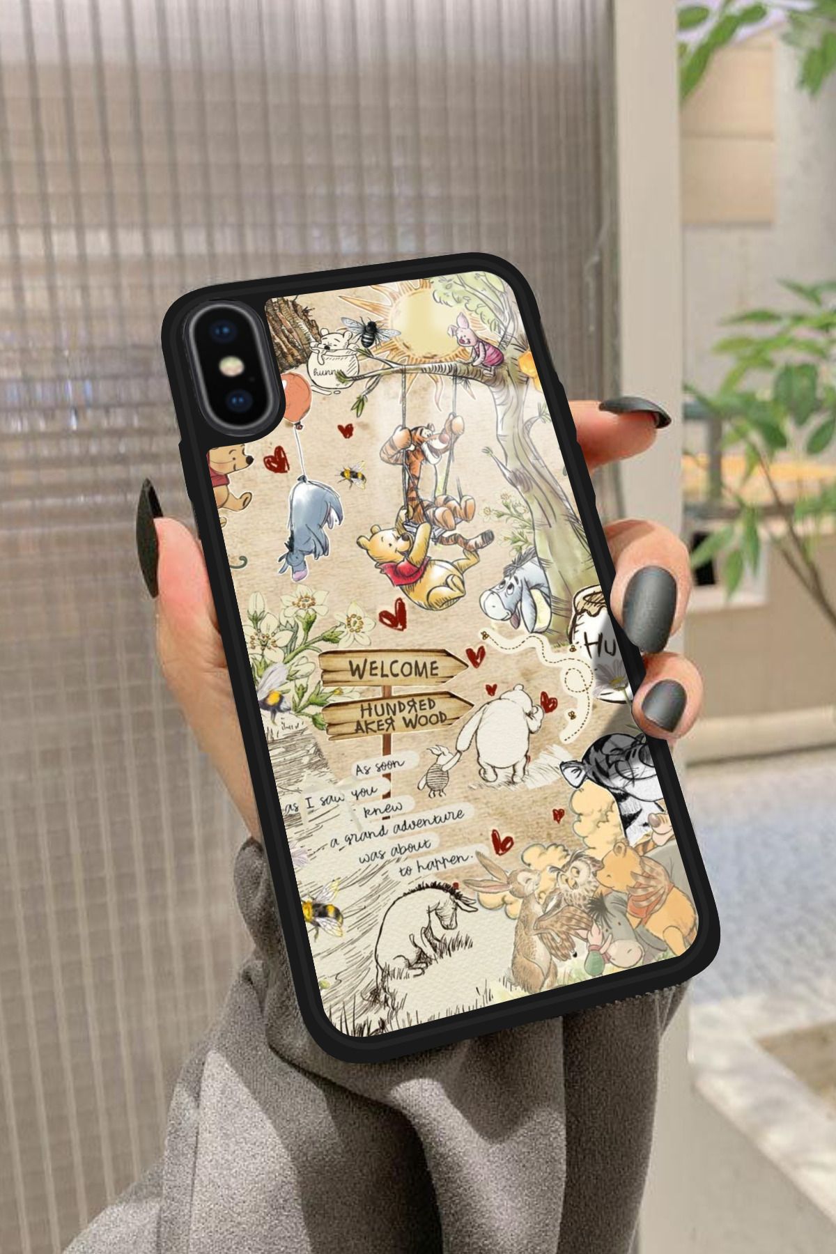 Snacase iPhone X Uyumlu Ayı Winnie Tasarımlı Glossy Premium Kılıf