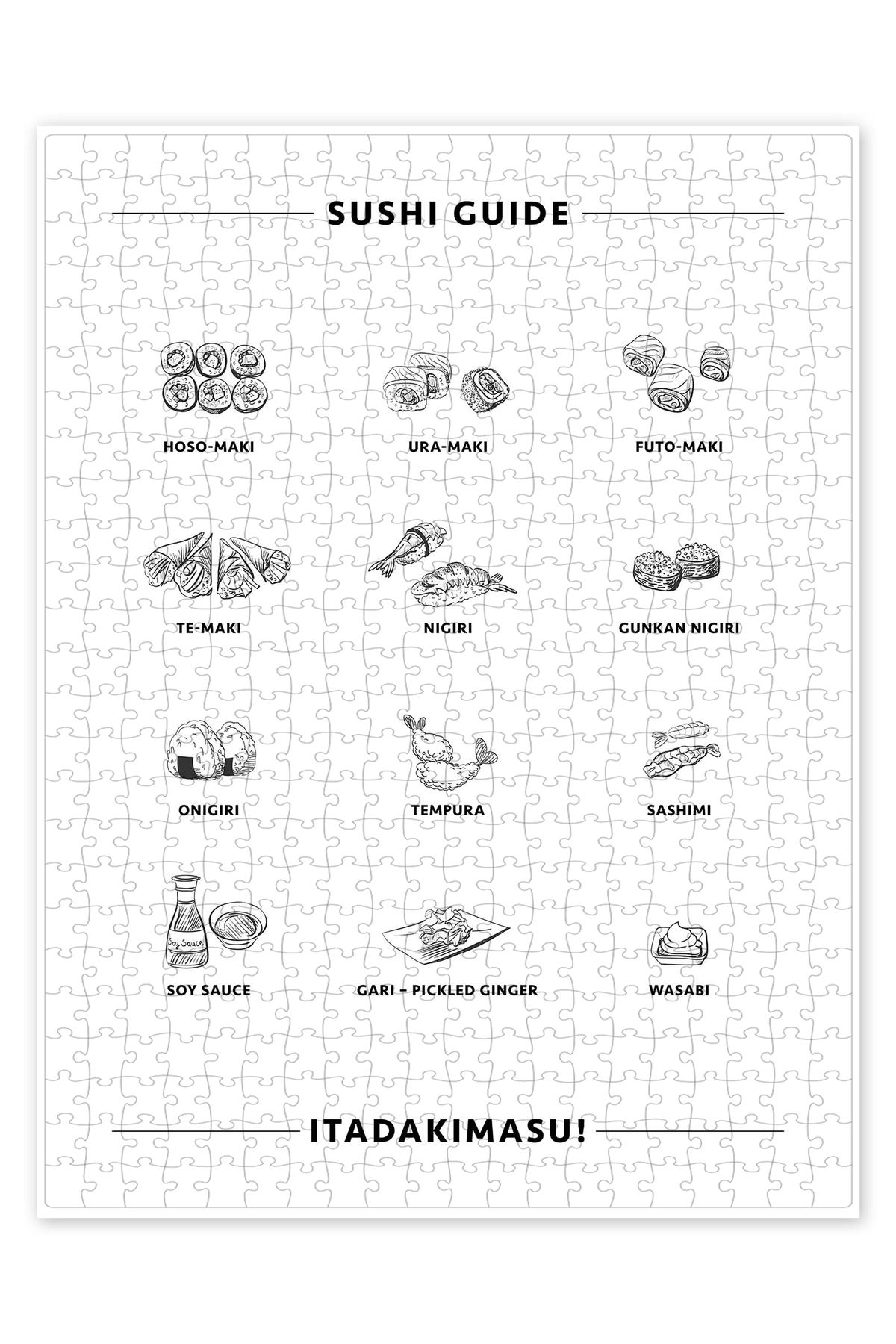Jeronkarji Sushi rehberi 500 Parça Puzzle Yapboz Mutfak Temalı Yetişkinler için