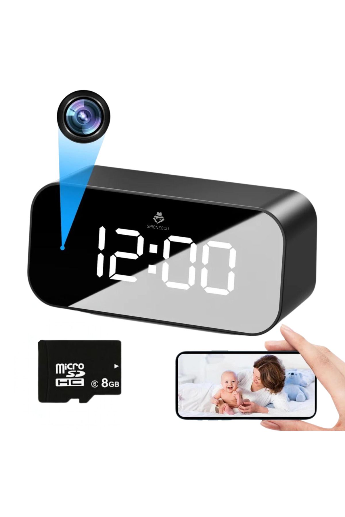 Spionescu-Spy watch with hidden camera, TC100, WIFI, 166° angle, night vision, motion detection, 1200 mAh 8
