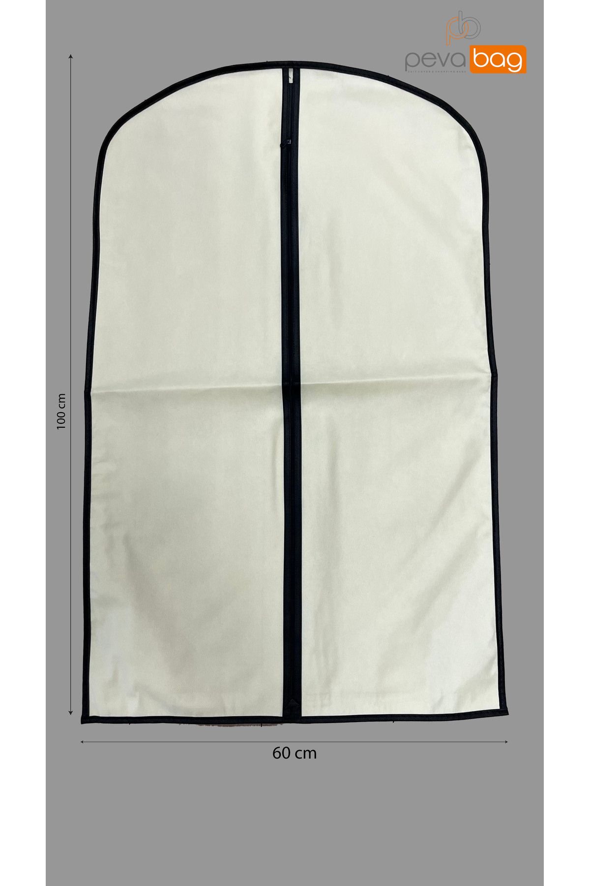 Pevabag Krem Takım Elbise Kılıfı (gamboç) 5 Adet / 62x102 Cm Siyah Biyeli 65 Gr