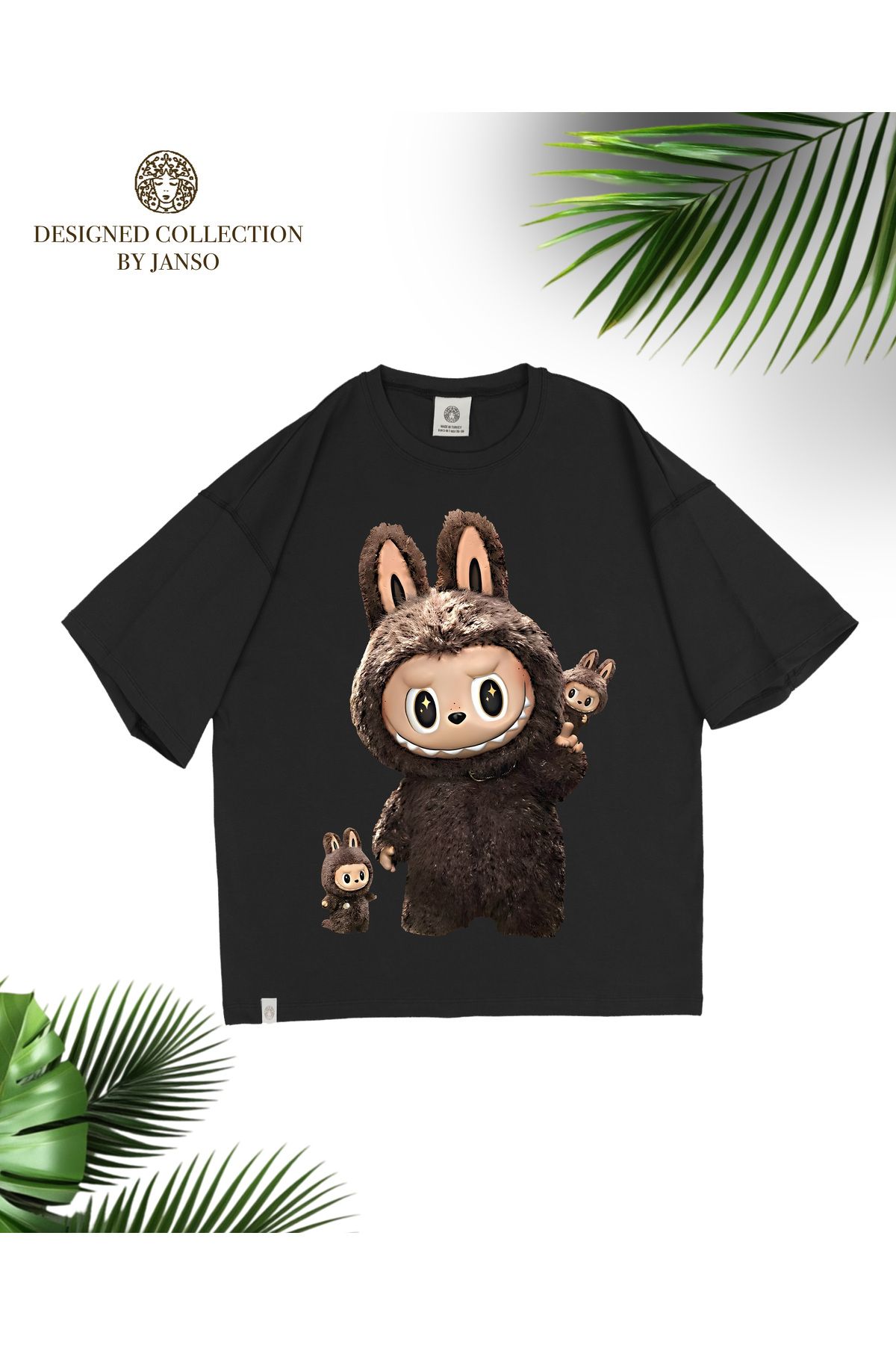 JANSO GROUP - KADIN KISA KOLLU TSHIRT BASKILI PAMUKLU OVERSİZE