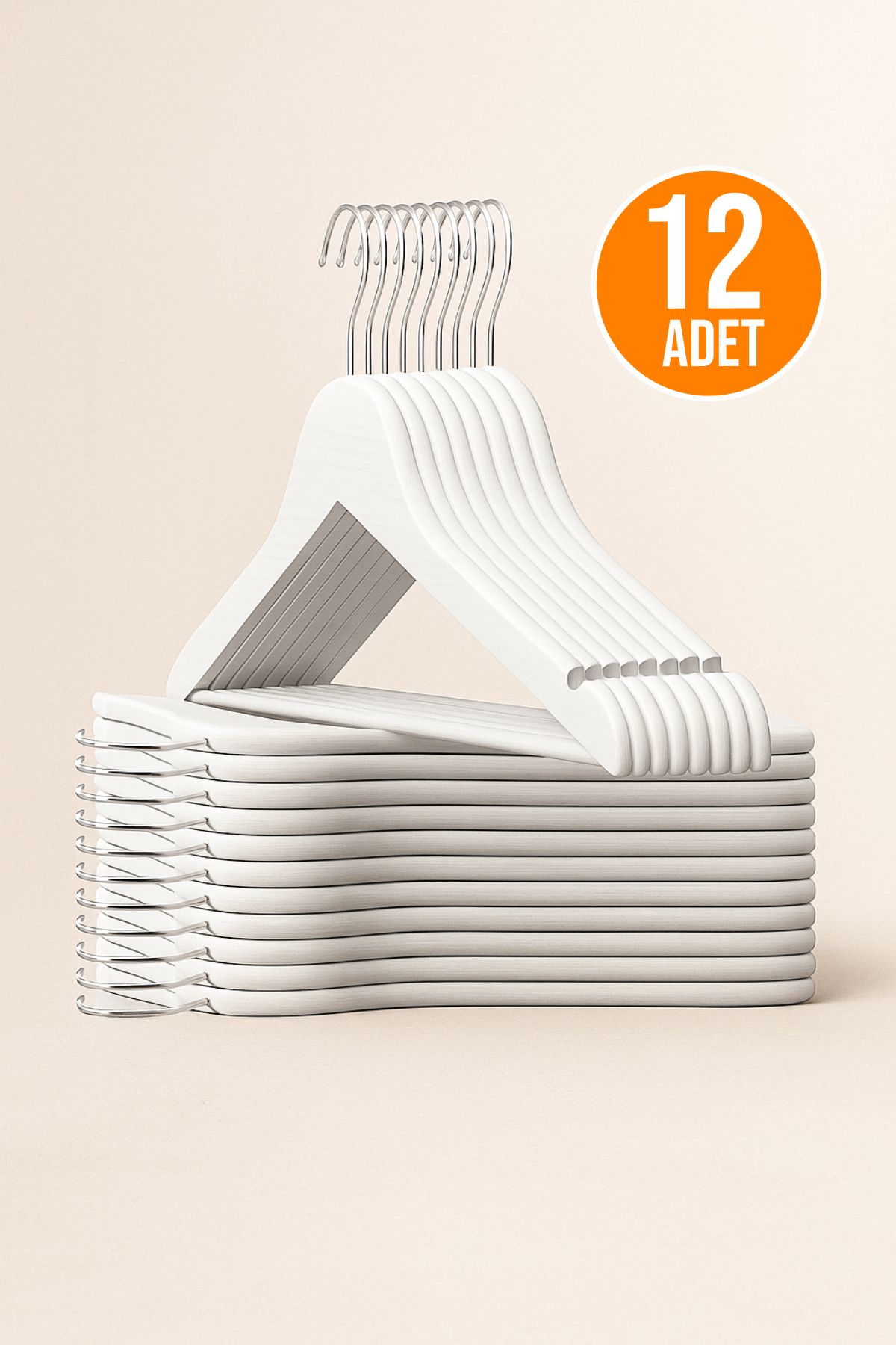 Orvila 12 Adet - Ahşap Görünümlü Plastik A Kalite Elbise Askısı Tshirt Pantolon Askı