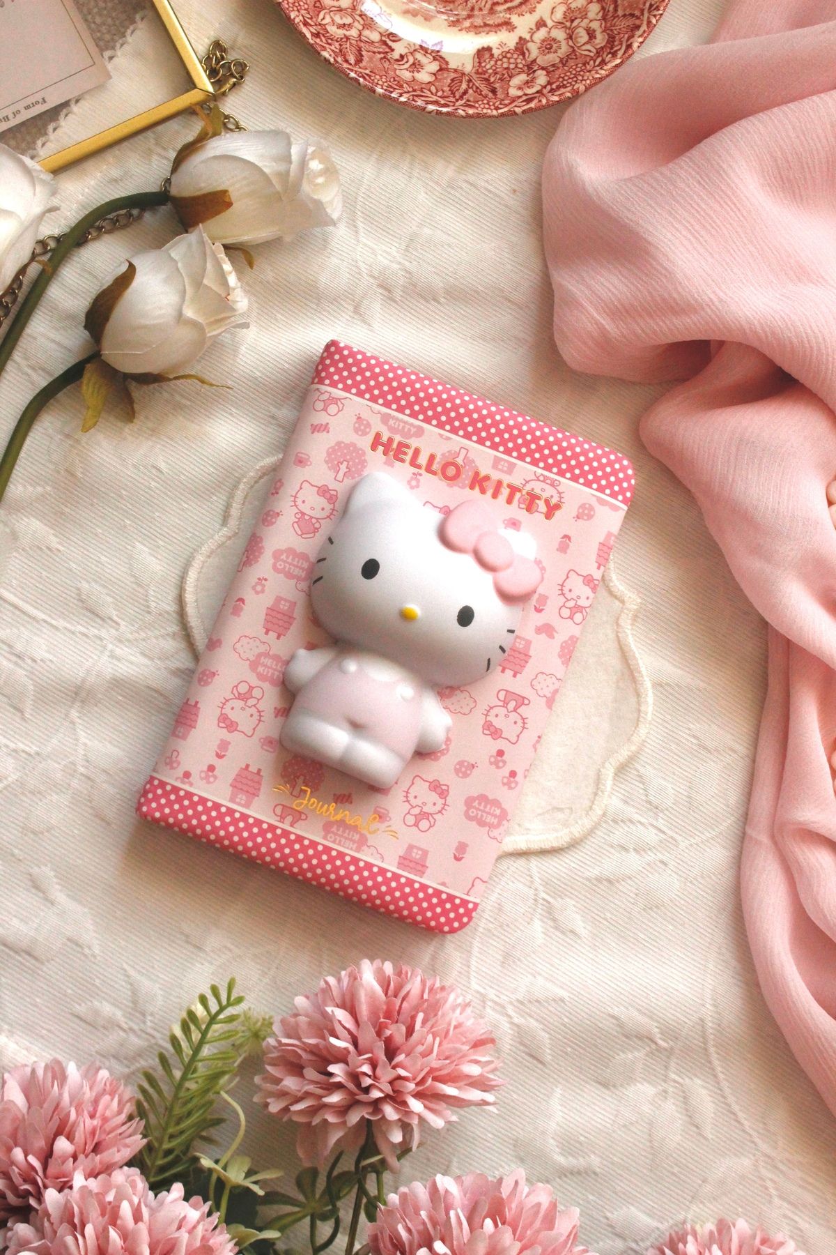 Nova Crafts Hello Kitty Emojili Pembe Squishy / Pofuduk Kapaklı Not Defteri
