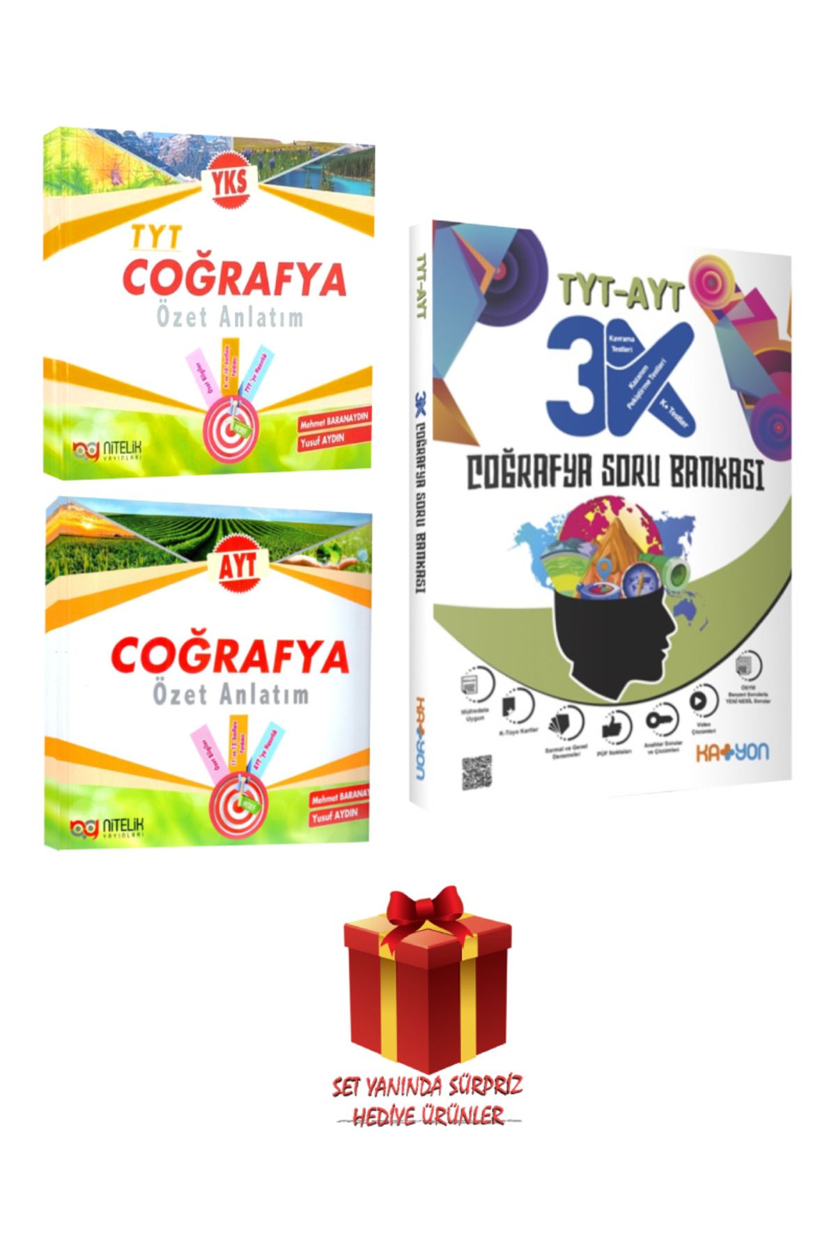 Nitelik Yayınları TYT Coğrafya Özet Anlatım+ AYT Coğrafya Özet Anlatım+ Katyon TYT AYT Coğrafya Soru Bankası+ Hediye