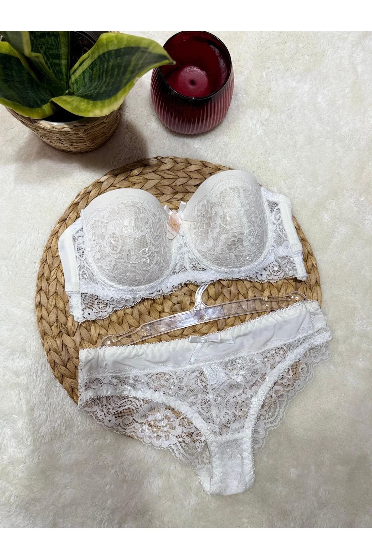 Butik Dantalli Alt Üst Sütyen Takımı Beyaz