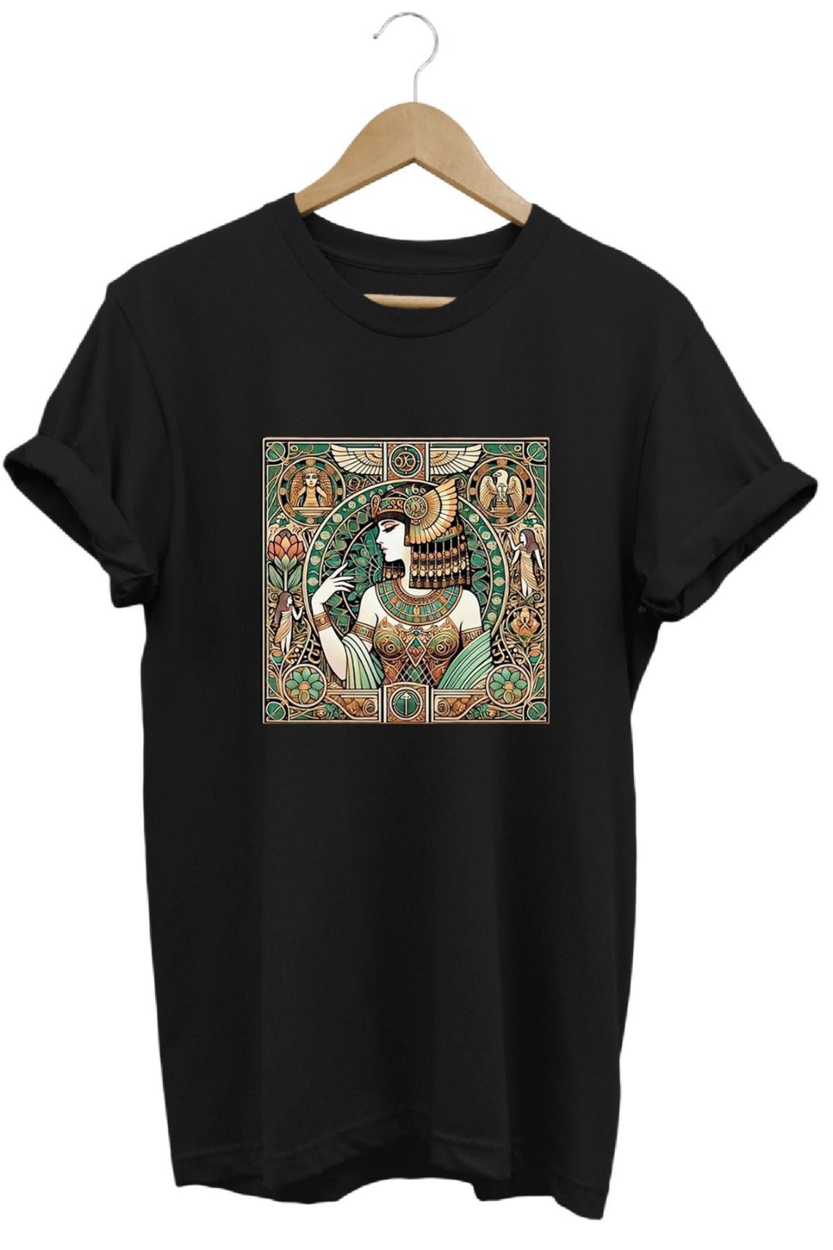 joyyfashion Eski Mısır Antik Çağ Kleopatra Baskılı T-Shirt