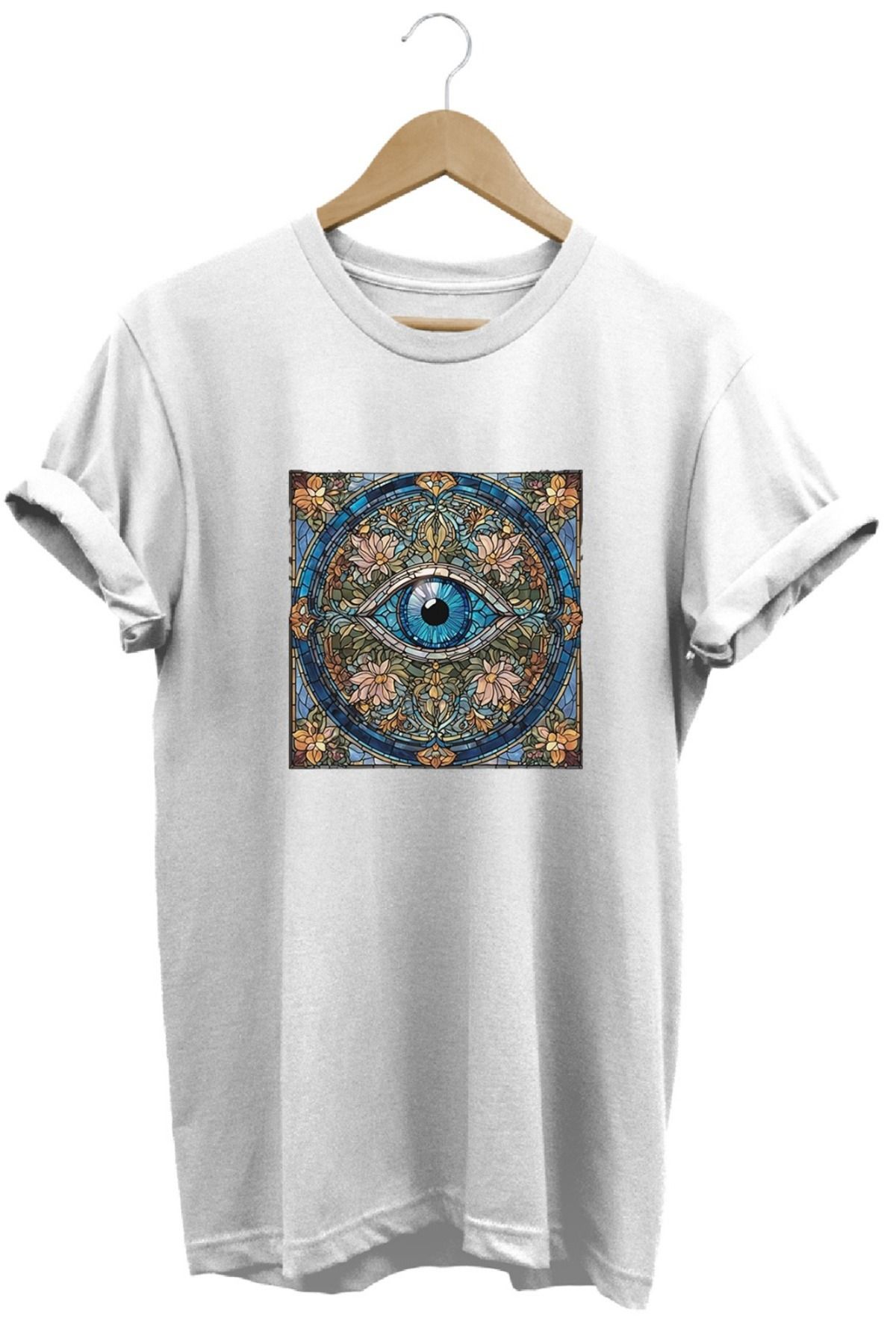 joyyfashion Yoga Üçüncü Göz Baskılı T-Shirt