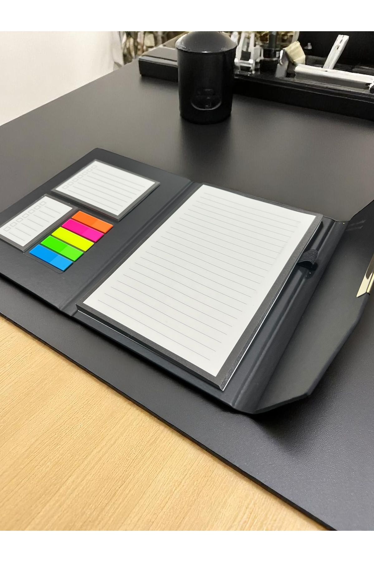 Kokoro Design Fumi Organizer Defter - 15x21 cm, Vegan Termo Deri Kaplama, Sert Mıknatıslı Kapaklı, Çizgili